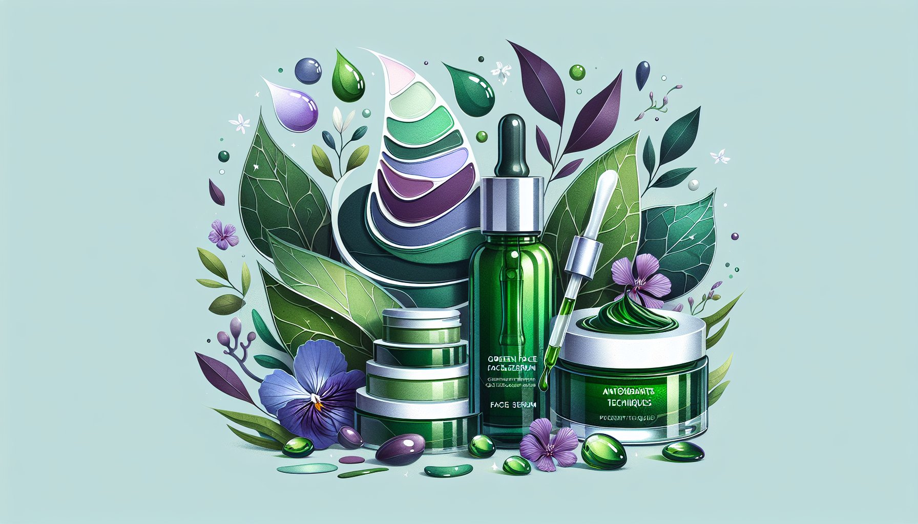 Green face serum application tips for skincare routines, focusing on skin type, antioxidants, and layering techniques.