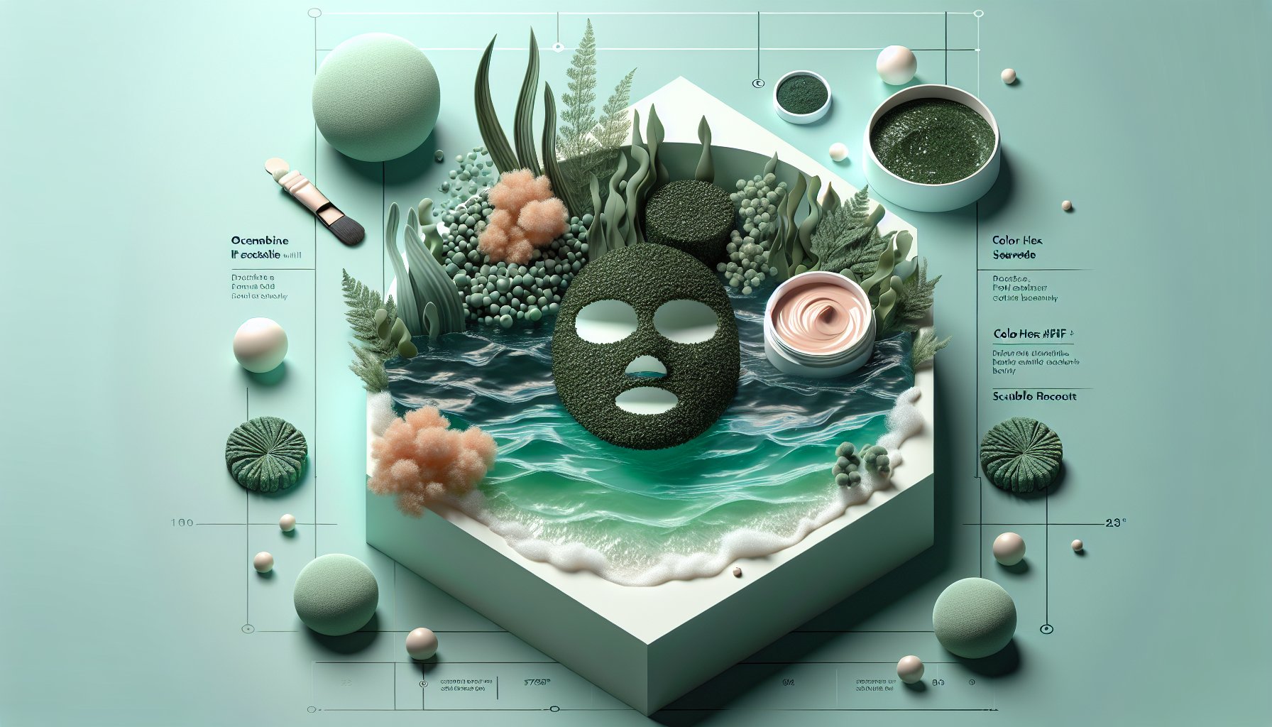 DIY ocean facial mask and scrub recipe featuring seaweed for glowing skin, highlighting sustainable beauty and natural exfoliation.