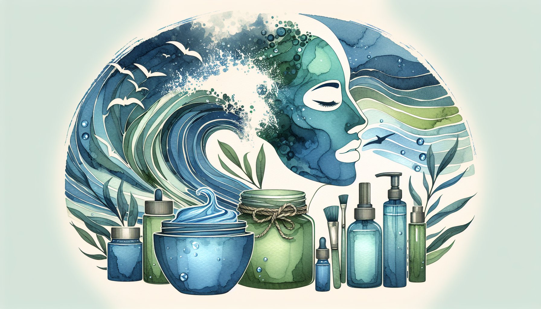 Ocean skincare solutions with facial masks and scrubs for sustainable, holistic beauty and personalized routines.