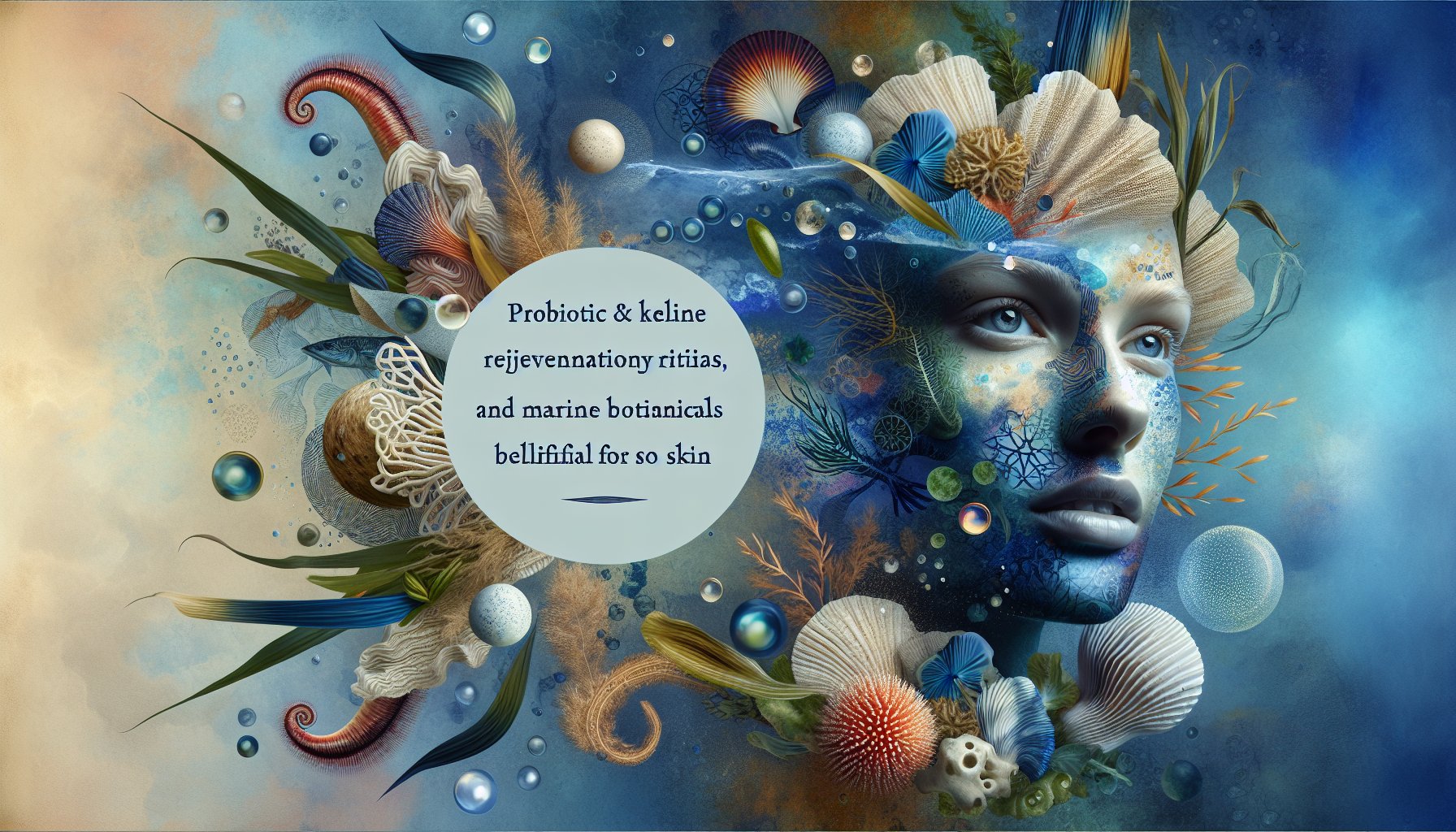 Ocean-inspired skincare with Probiotic & Kelp Marine Face Mask, highlighting sustainable beauty and rejuvenating marine botanicals.