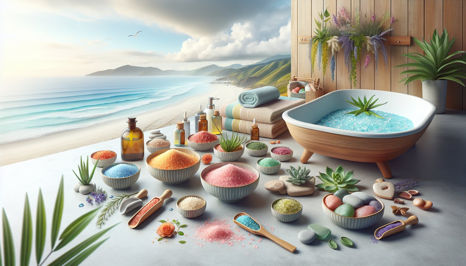 Taste of Summer Ocean Bath Salts: natural ingredients for sensitive skin, offering relaxation and relief for eczema and rosacea.