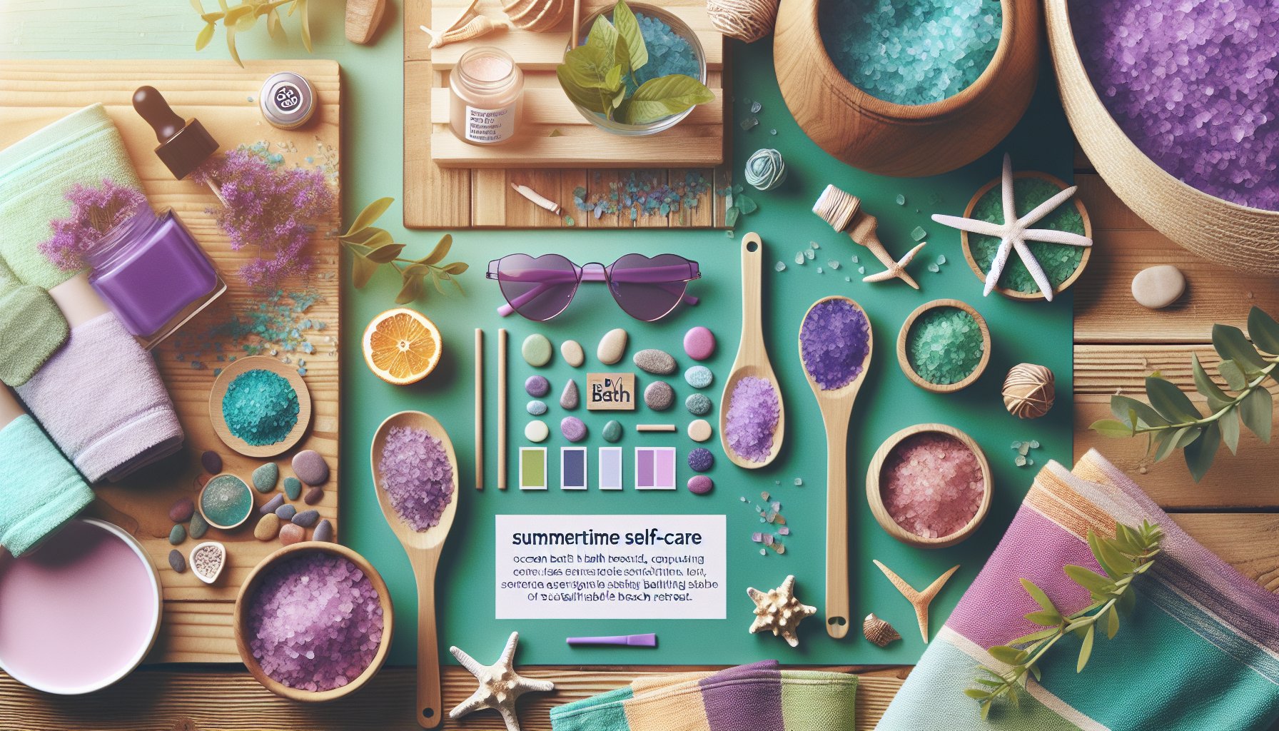 Ocean bath salts for a refreshing summer soak, enhancing self-care with a DIY beach retreat sensory experience.