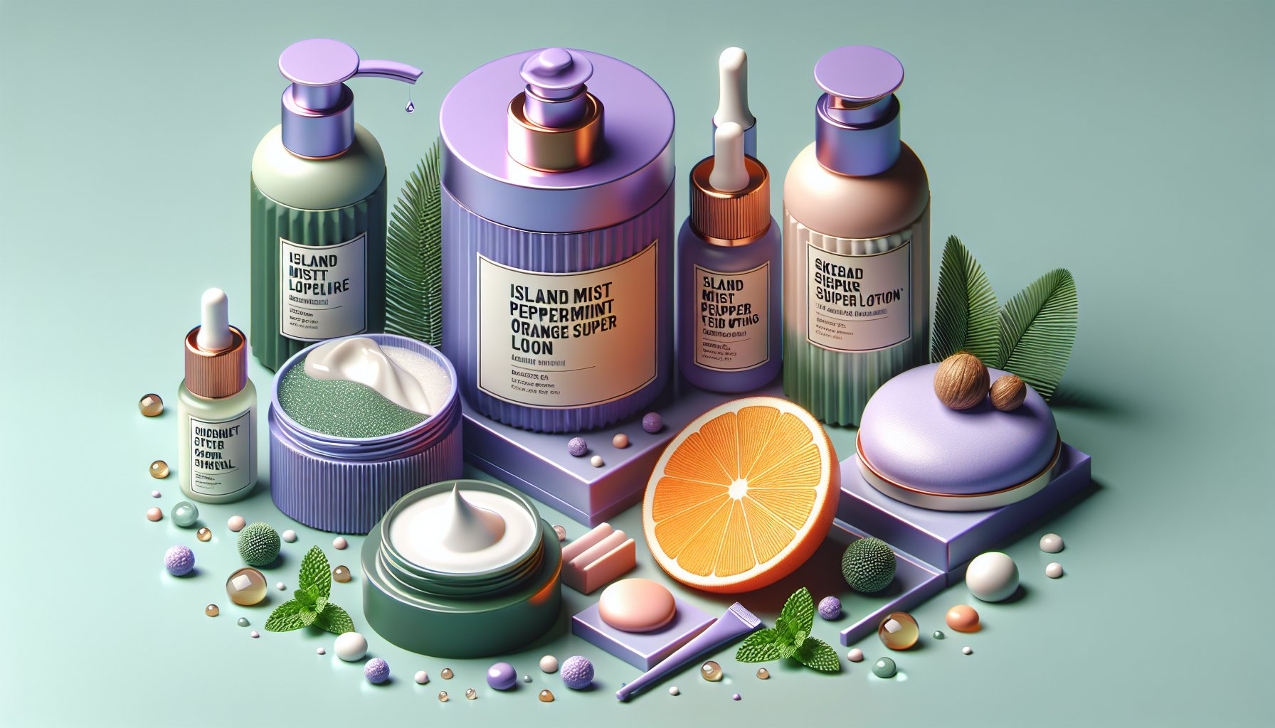 Layer Island Mist Peppermint Orange Super Lotion with hydrating serum and coconut oil for an effective seasonal skincare routine.