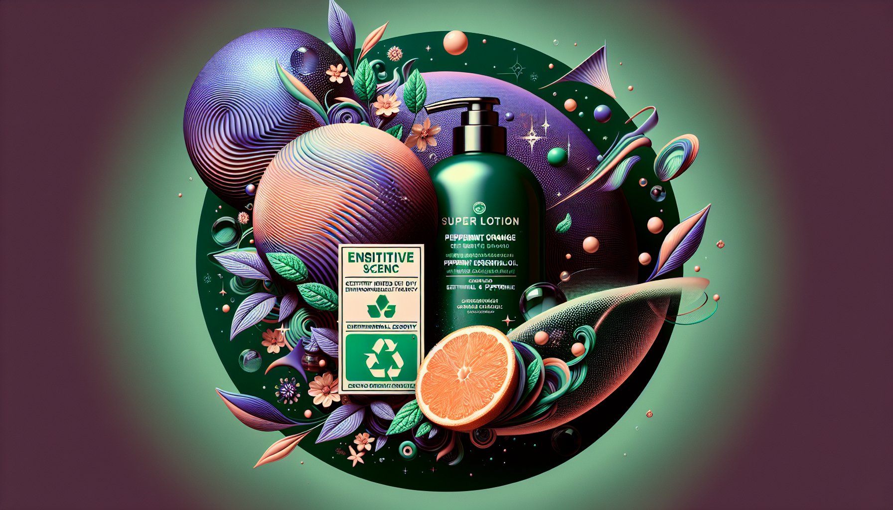 Super Lotion Peppermint Orange, EWG VERIFIED, eco-friendly skincare for sensitive skin with peppermint essential oil benefits.