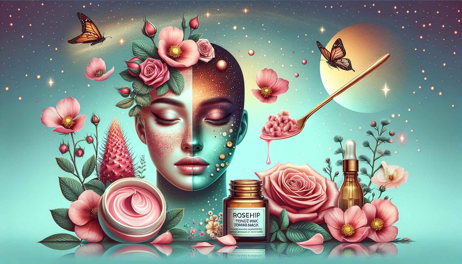 Rosehip Toning Mask guide for natural skincare, brightening combination and acne-prone skin for a radiant glow.