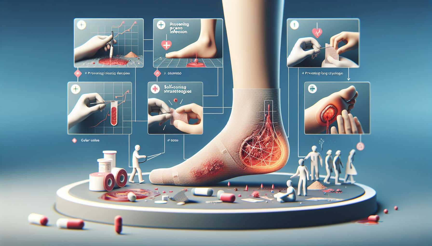 Essential tips for foot wound care, infection prevention, and self-care strategies for diabetic foot ulcers and dressing techniques.