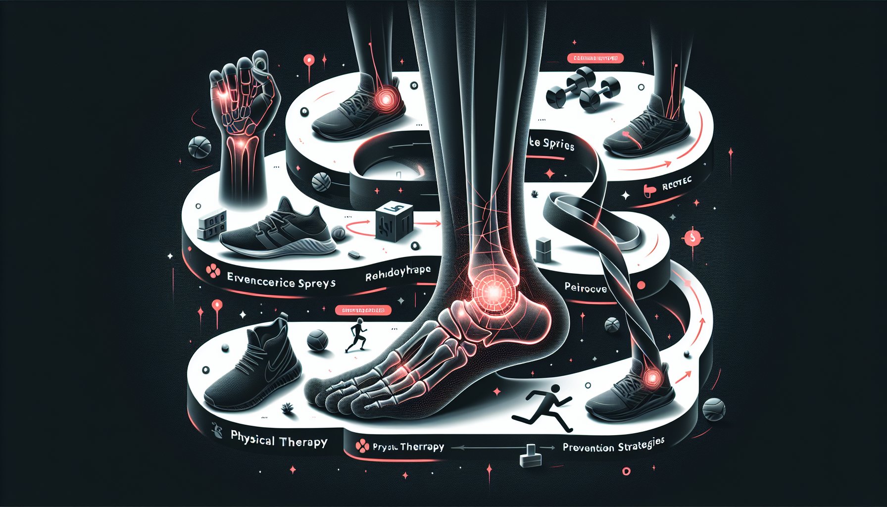 Step-by-step guide on treating ankle sprains with R.I.C.E., physical therapy, recovery roadmap, and prevention strategies.