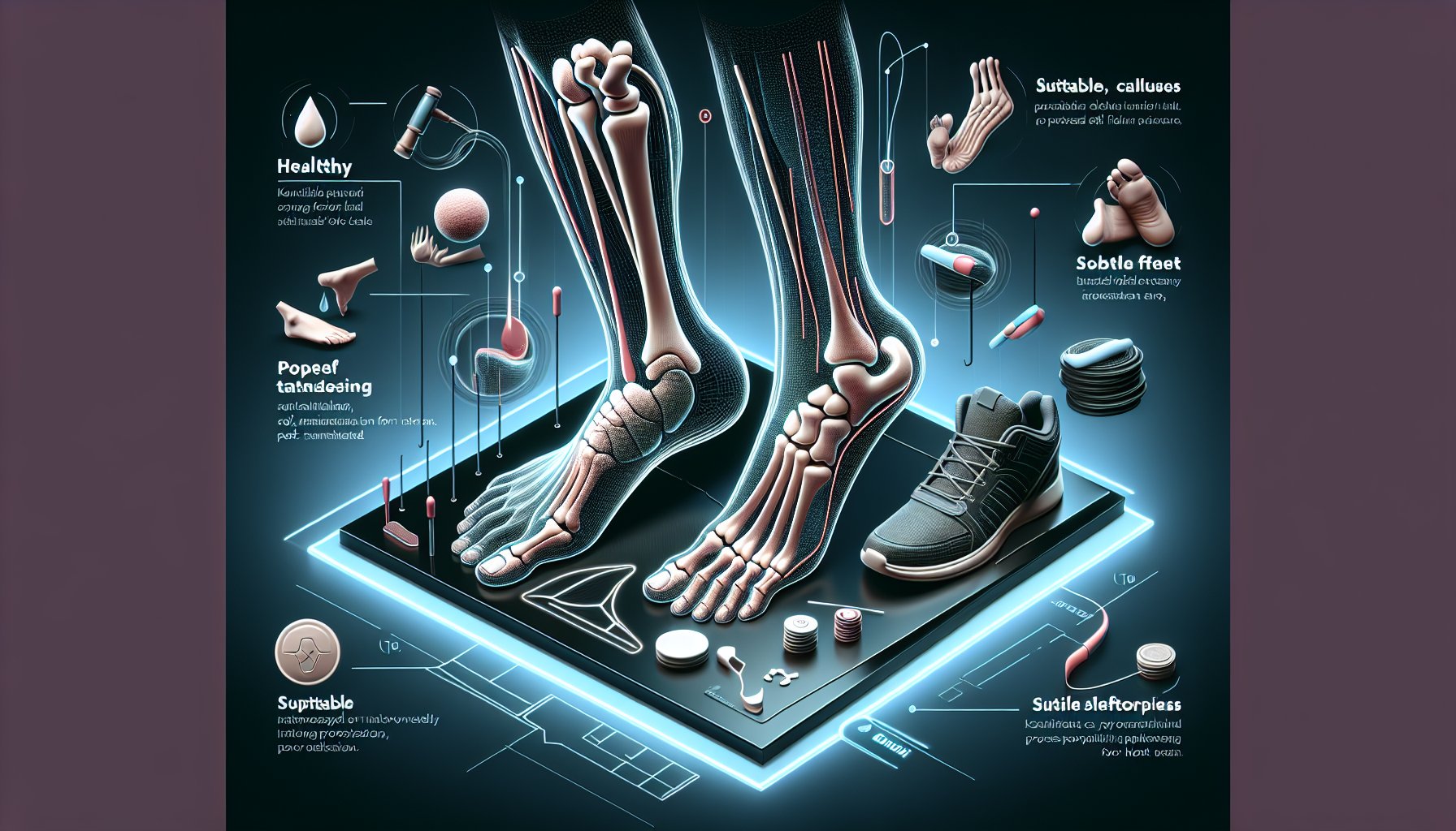 Guide to foot health with tips on managing corns and calluses, proper footwear, and DIY foot care from podiatrist advice.