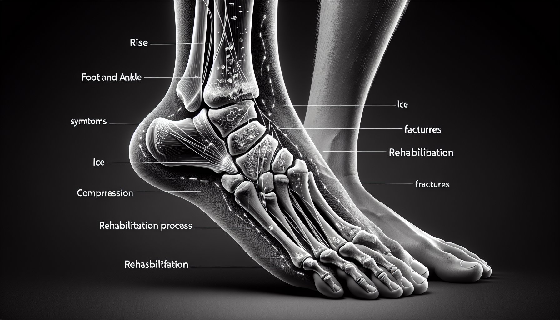 Guide on recognizing symptoms of foot and ankle fractures, including RICE method and prevention tips for injuries.