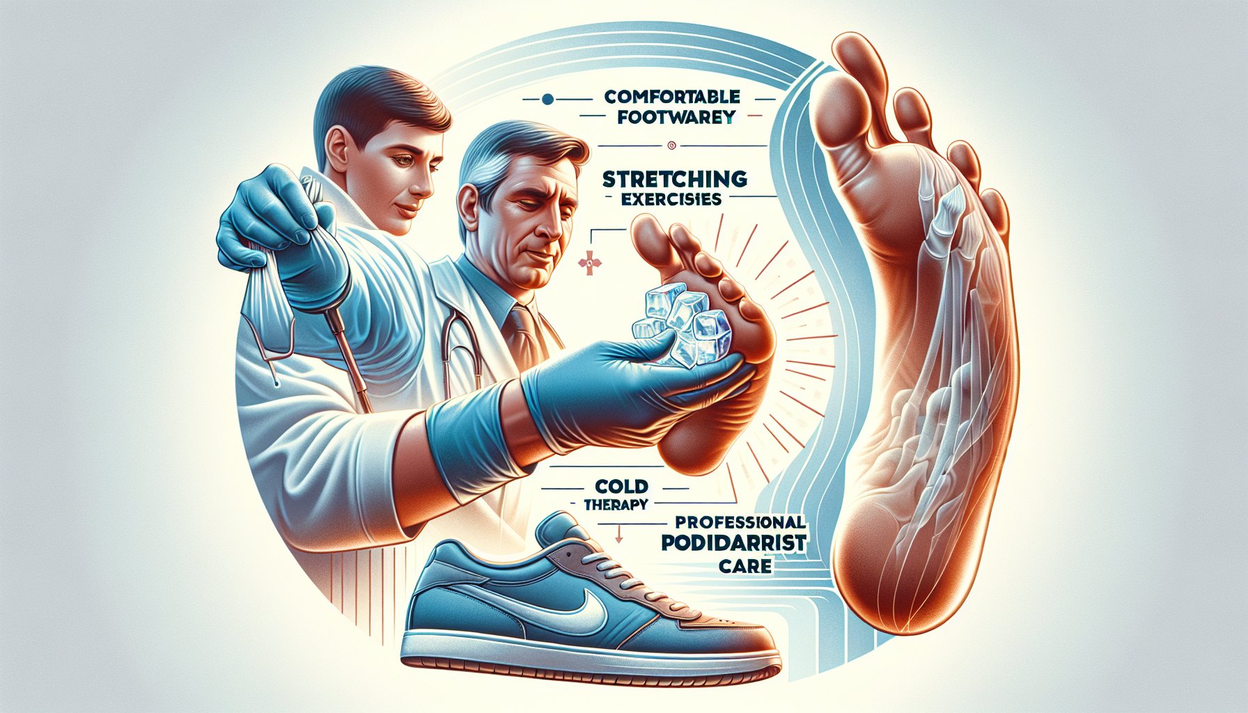 Bunion management tips: comfortable footwear, stretching exercises, cold therapy, and podiatrist care for relief.