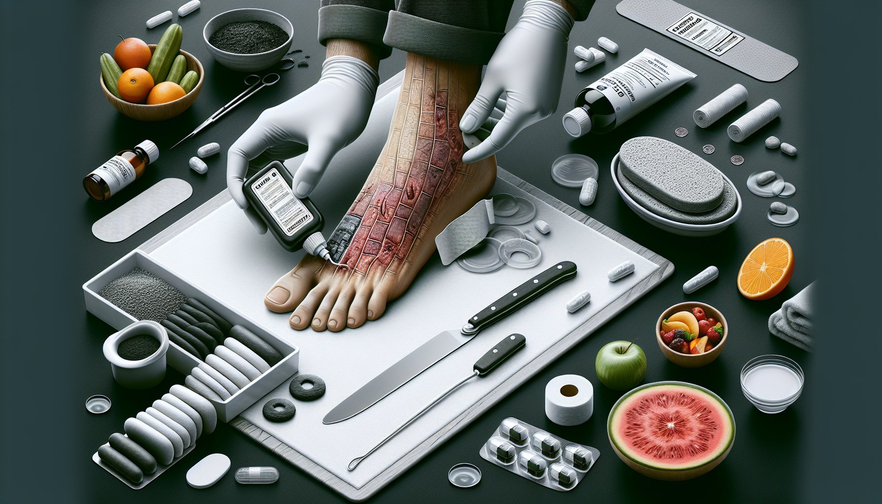 Essential tips for effective foot wound care at home, focusing on diabetic wounds, antiseptic solutions, and nutrition.