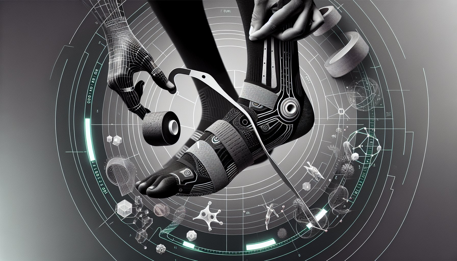 Step-by-step guide on ankle taping techniques using athletic and kinesiology tape for injury prevention and support.