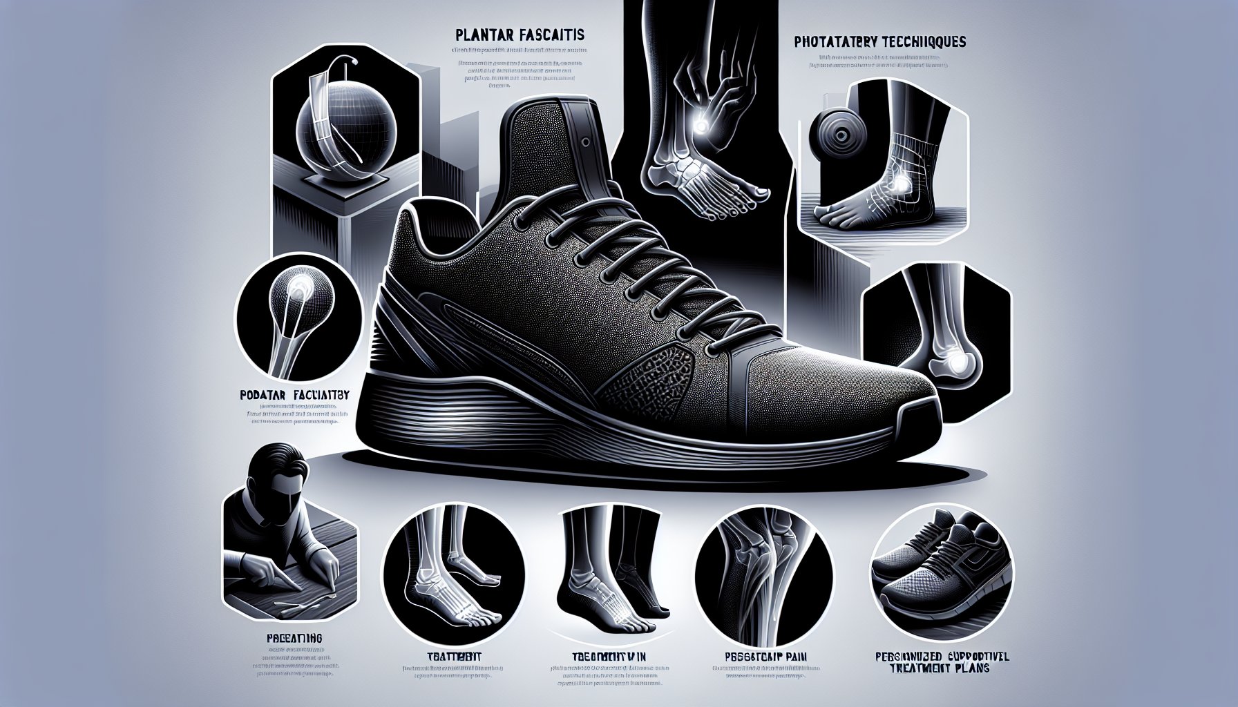 Step-by-step guide on managing plantar fasciitis with podiatry techniques for effective heel pain treatment and supportive footwear.