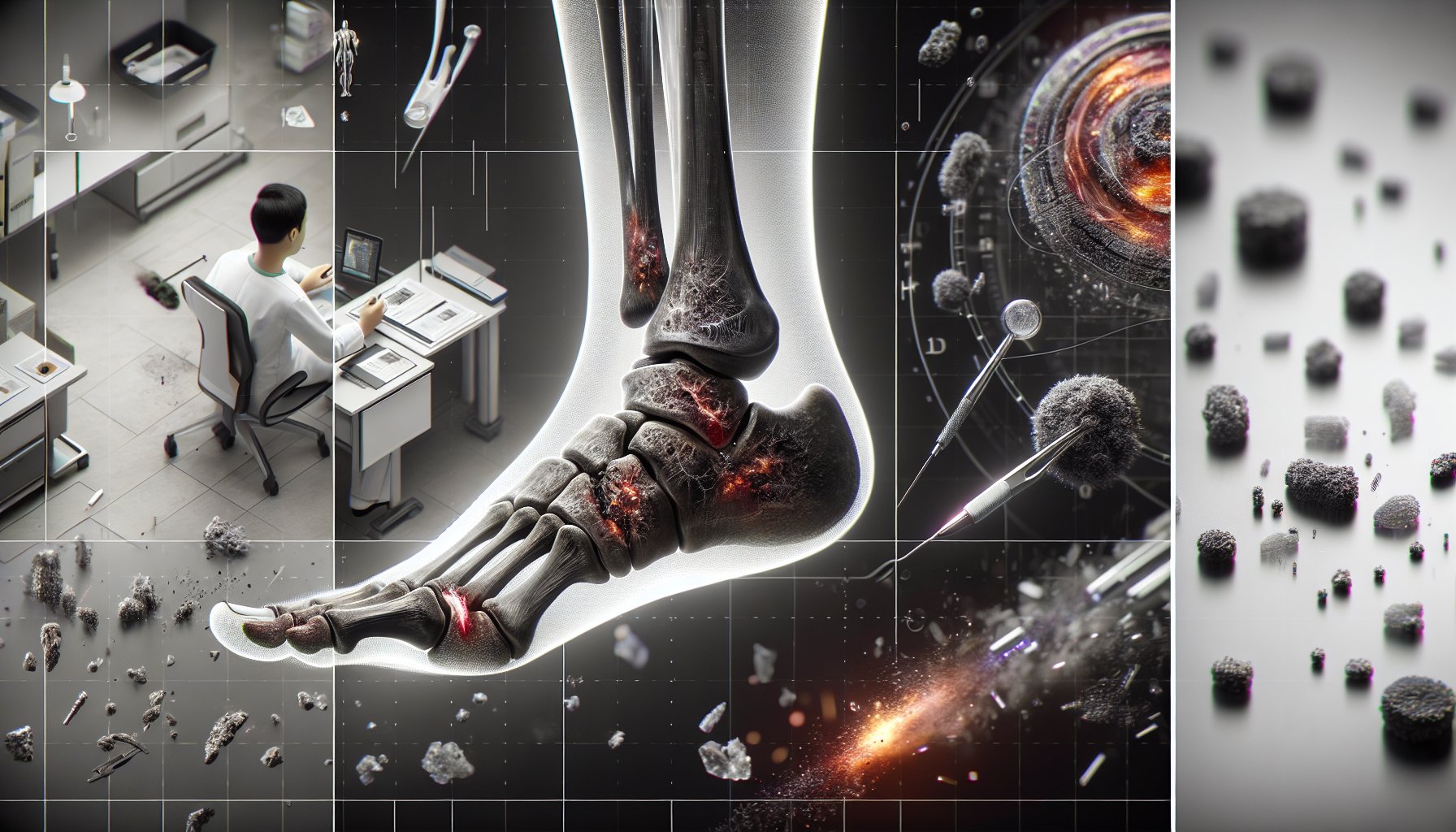 Guide on safely removing debris from foot wounds for effective care and infection prevention, including podiatrist consultation tips.