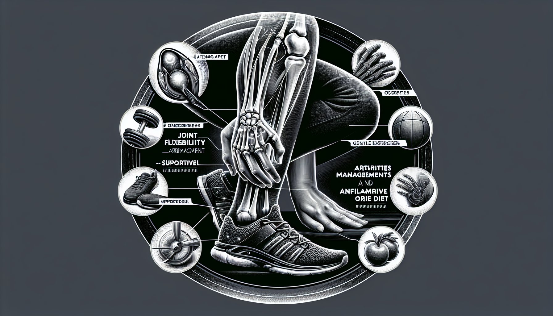 Guide on maintaining joint flexibility in arthritic feet with gentle exercises, supportive footwear, and an anti-inflammatory diet.