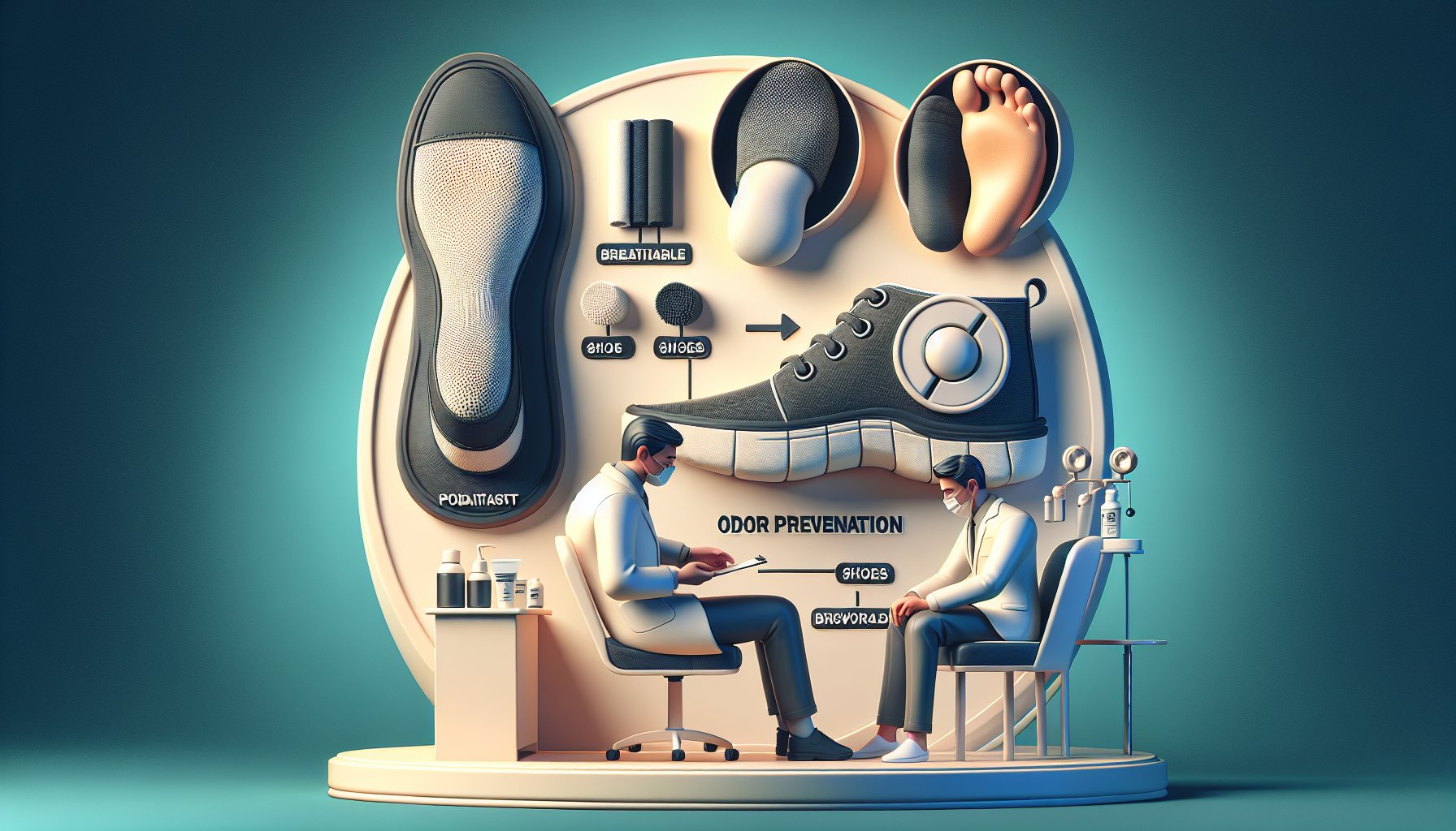 Foot care routine for odor prevention: breathable shoes and podiatrist tips to combat foot odor effectively.