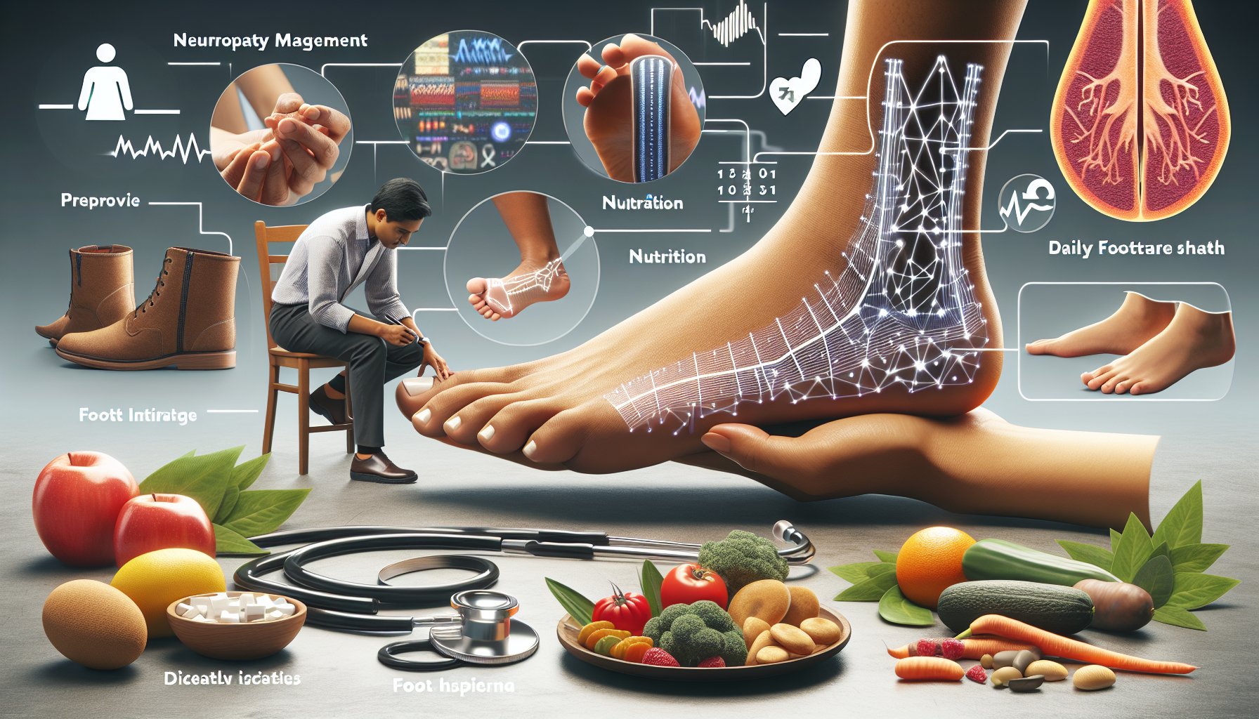 Diabetic foot care tips: daily inspections, proper footwear, nutrition, and neuropathy management for healthy feet.