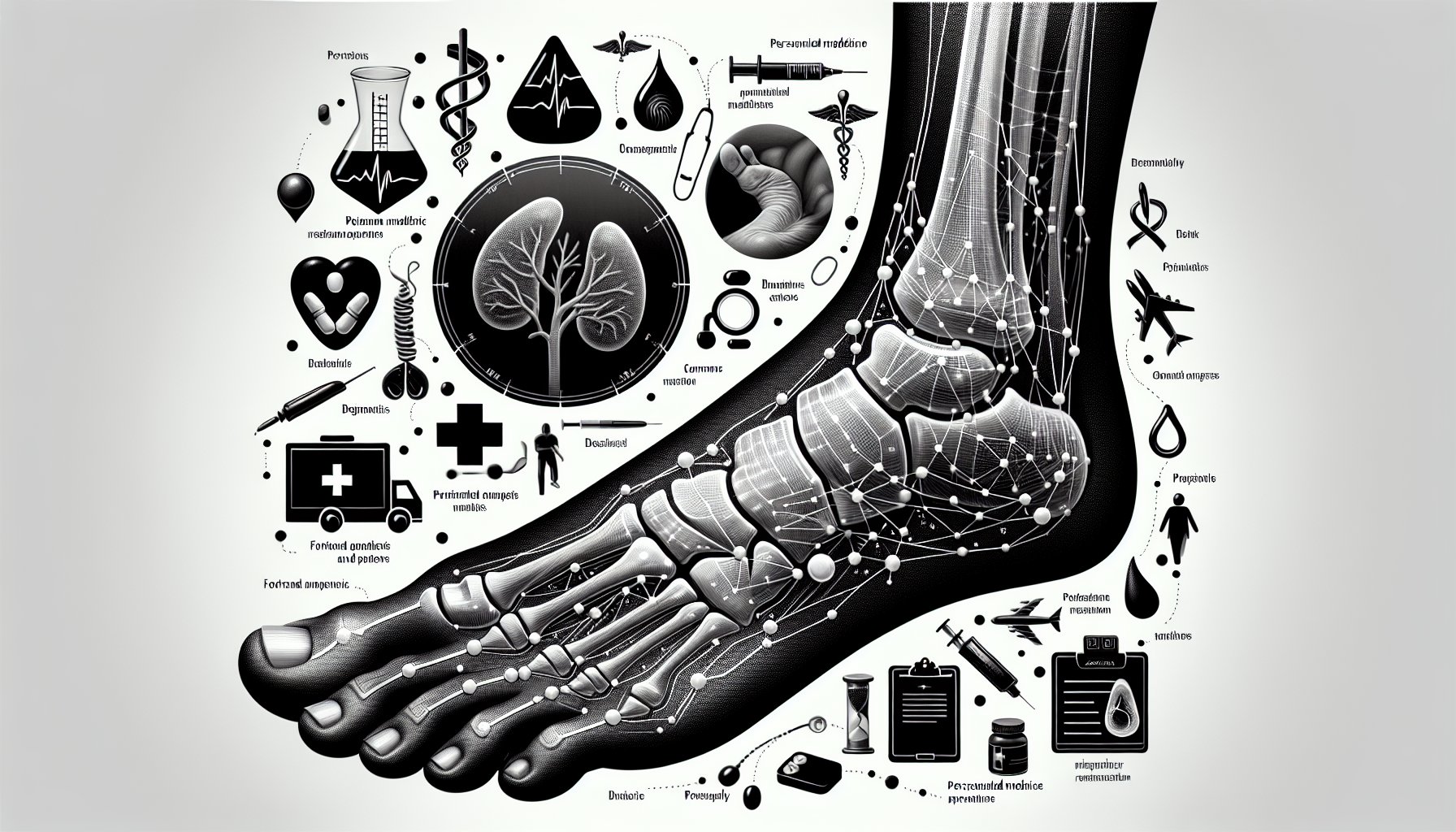 Foot and ankle treatment guide for common conditions, emphasizing personalized medicine, diagnostics, and preventive care.