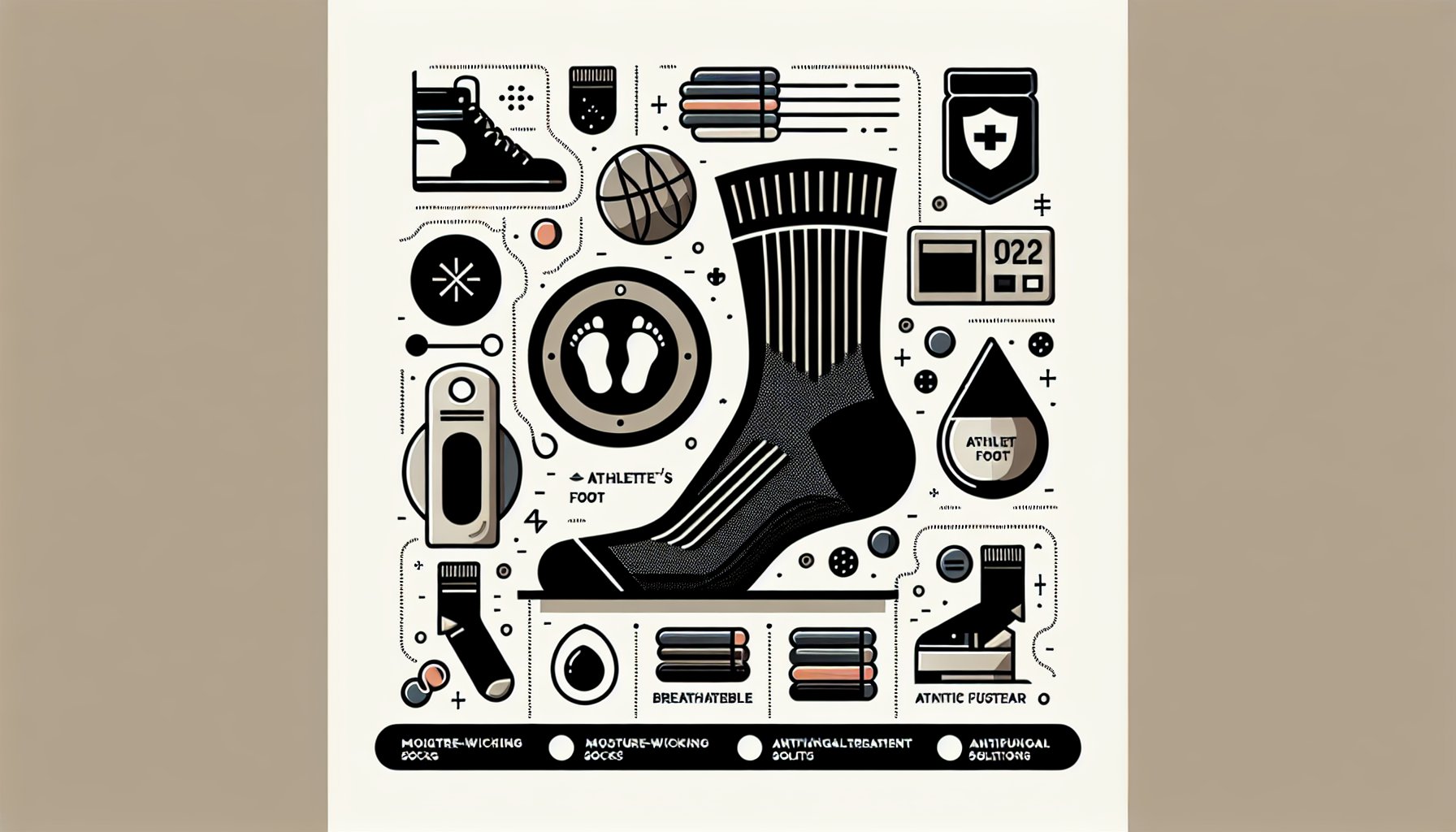 Tips for preventing athlete's foot: moisture-wicking socks, breathable footwear, and antifungal treatments for foot hygiene.