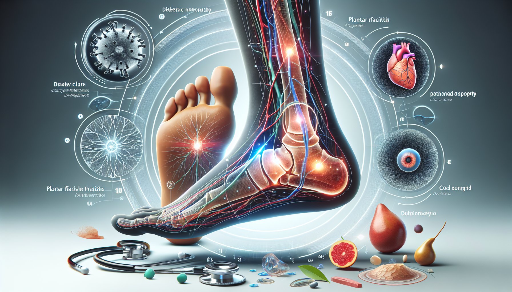 Guide on managing foot health, covering diabetic neuropathy, plantar fasciitis, holistic care, and podiatric innovations.