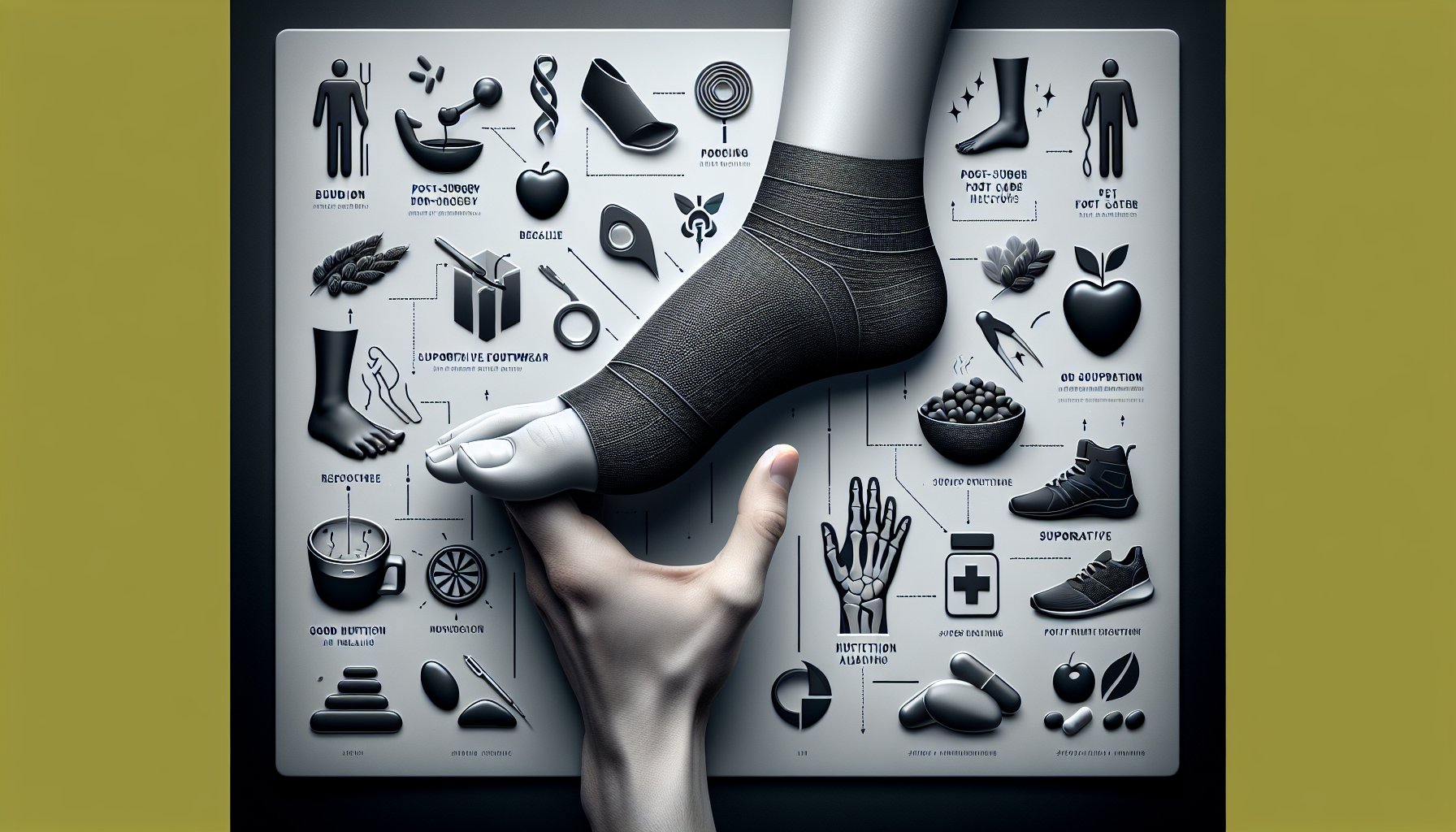 Comprehensive guide on post-bunion surgery care, including recovery tips, footwear, pain management, and nutrition for healing.