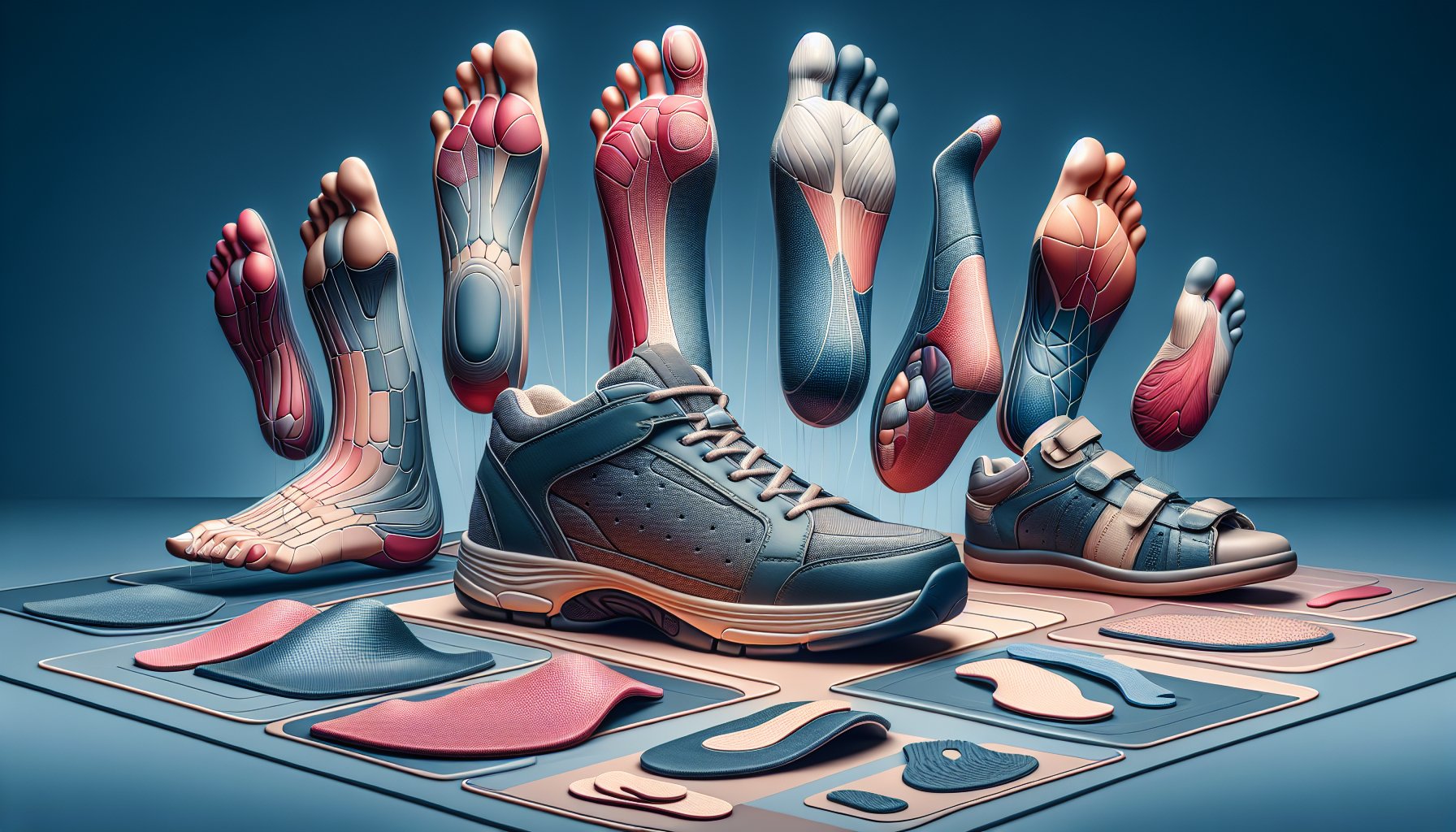 Guide to selecting diabetic shoes for various foot types, focusing on foot health, neuropathy, and custom orthotics.