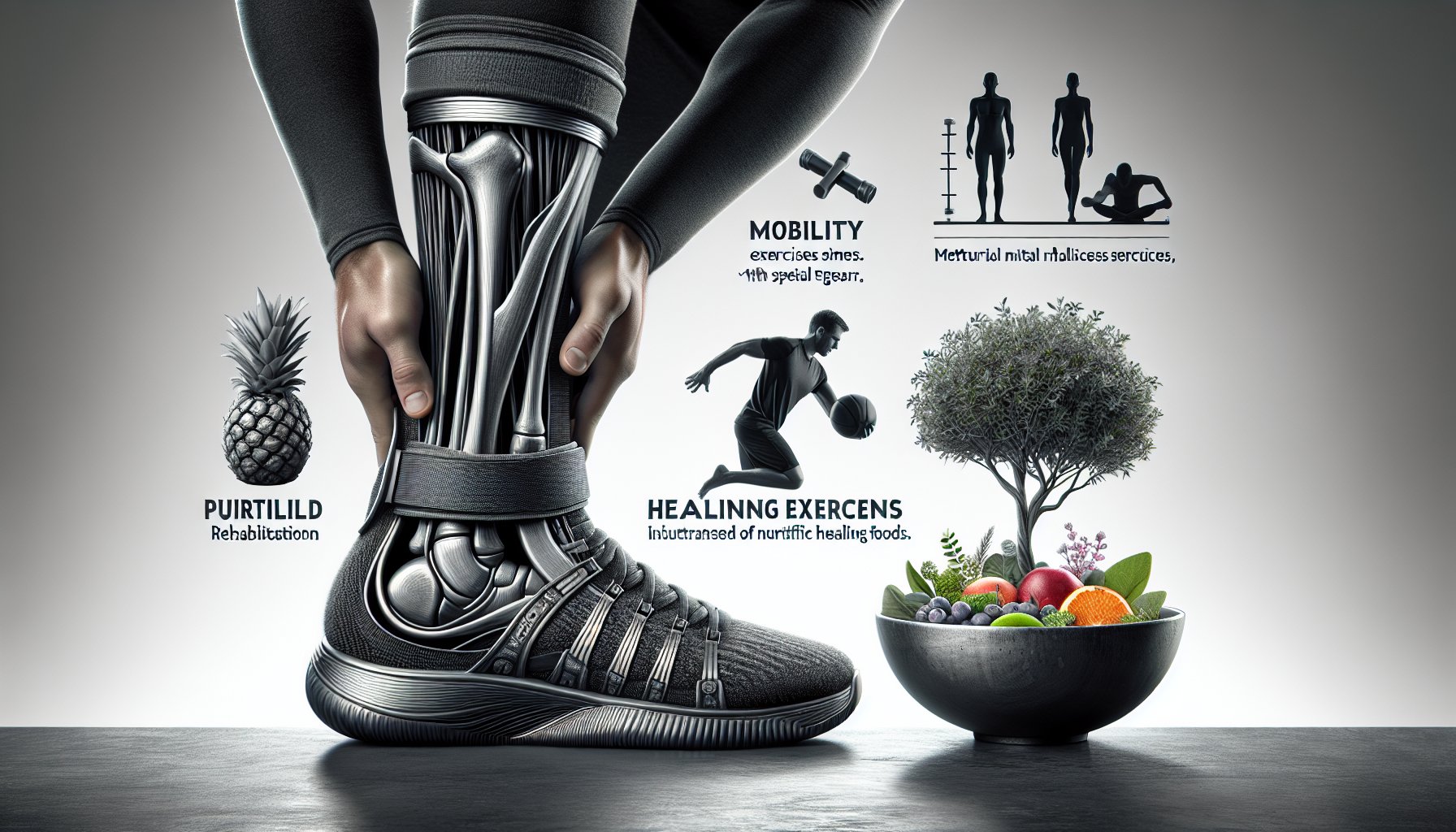 Ankle recovery strategies: personalized rehabilitation, nutrition for healing, mobility exercises, and mental resilience tips.