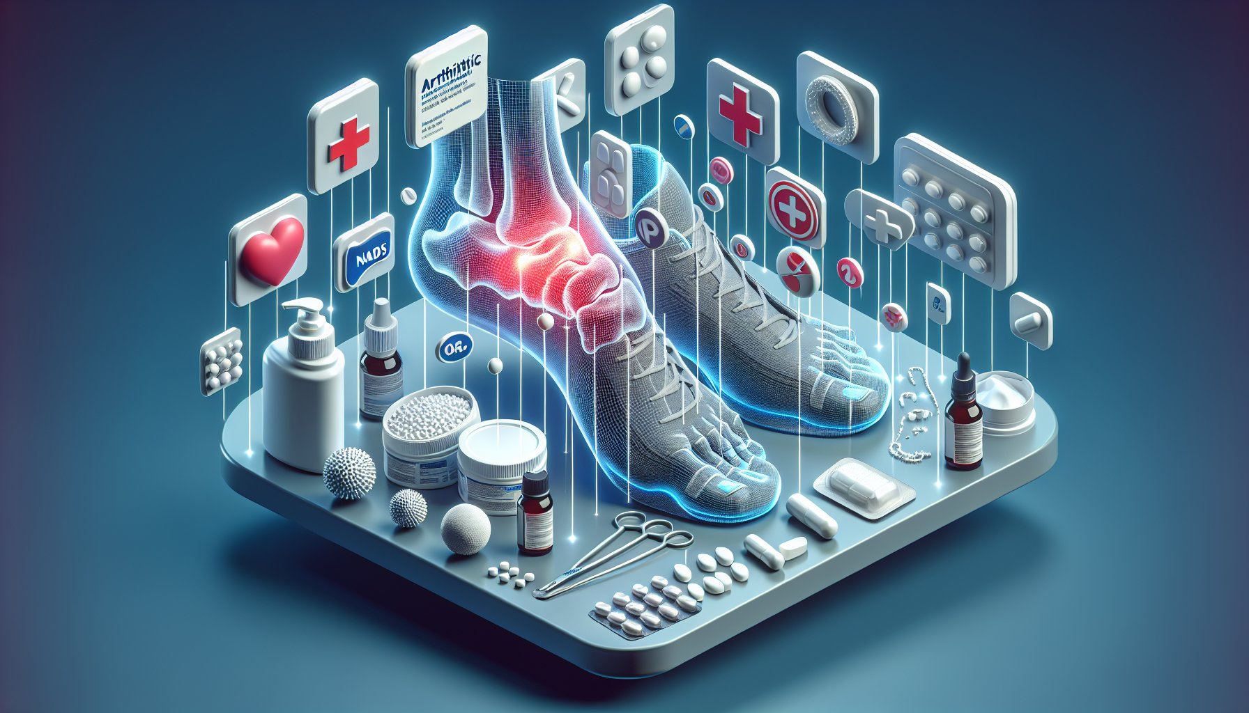 Guide for selecting over-the-counter remedies for arthritic foot pain, including topical treatments and NSAIDs for pain management.