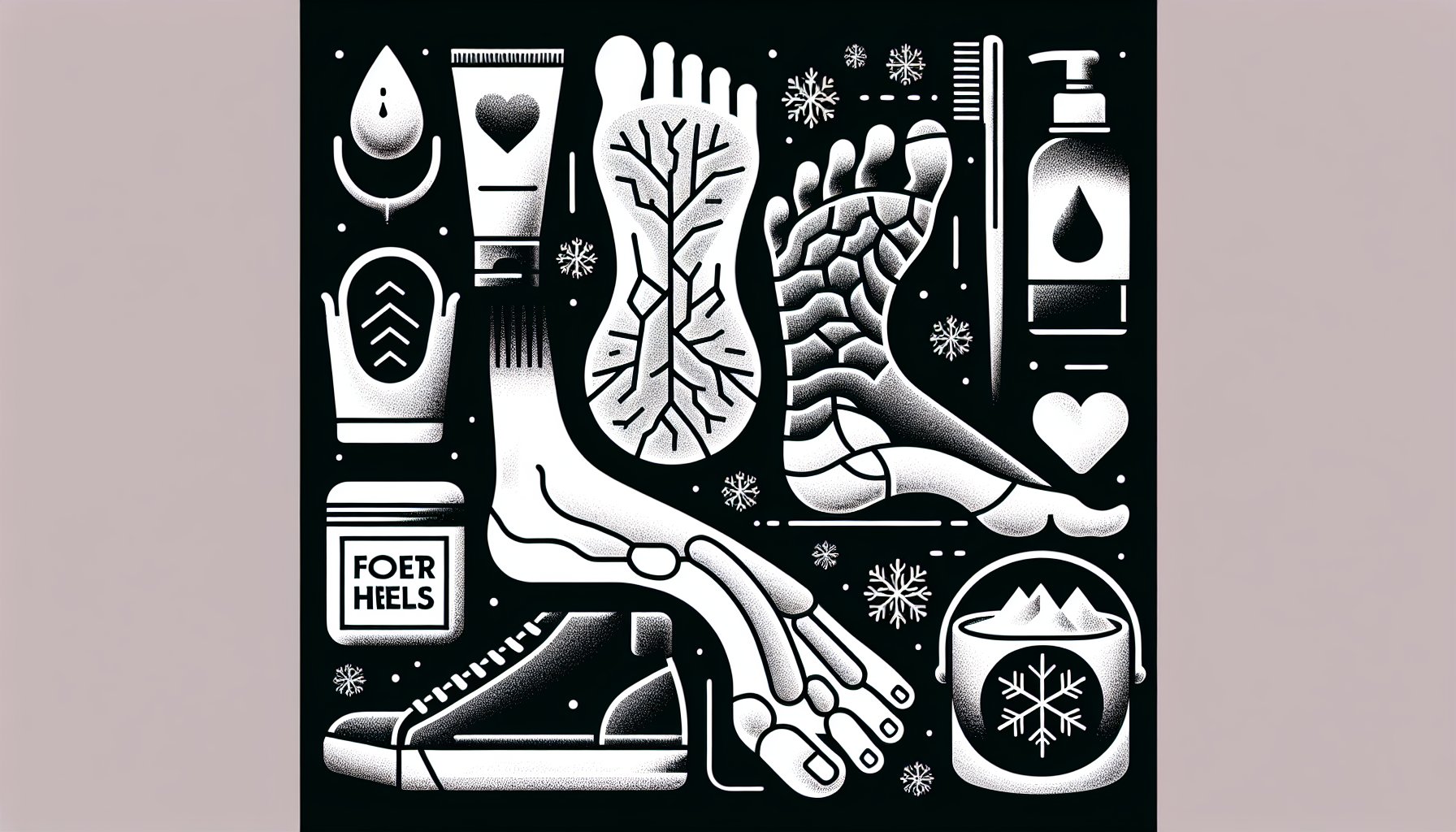 Tips for winter foot care: preventing cracked heels with moisturizing creams and choosing proper winter footwear to avoid athlete's foot.