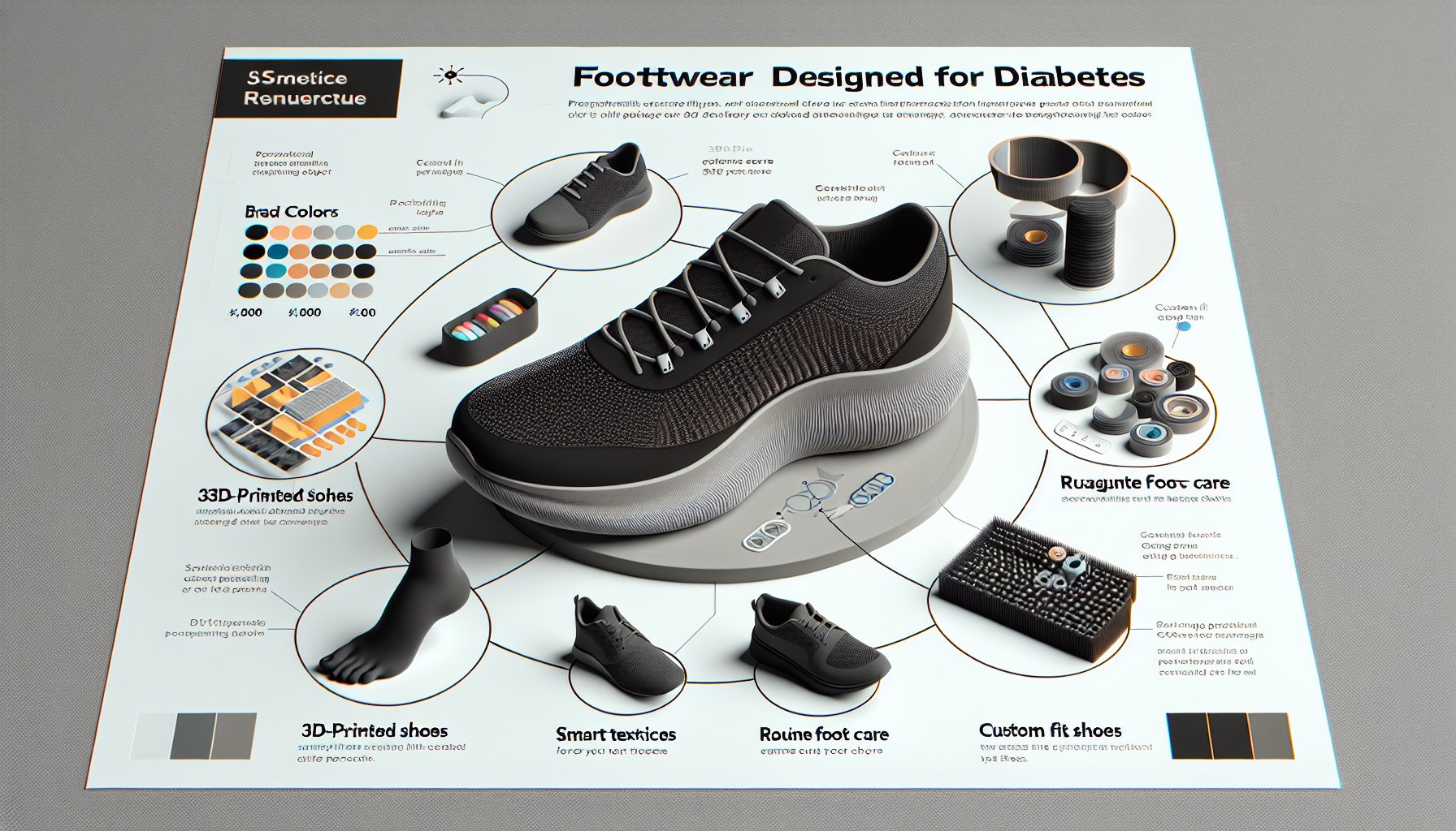 Guide to choosing diabetes-friendly footwear, including 3D-printed shoes and smart textiles for custom fit and care.