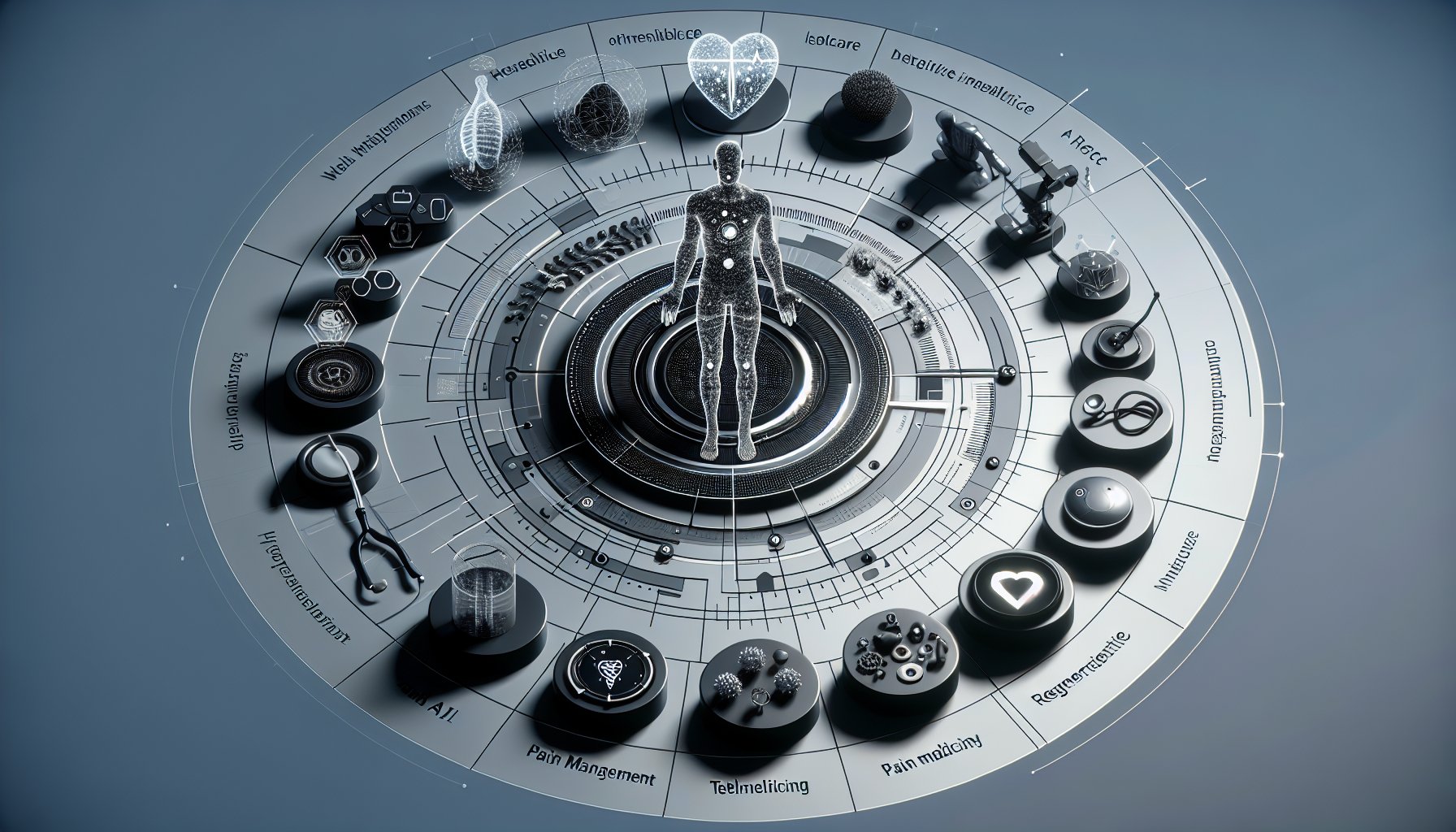 Innovative technologies in pain management for 2025: wearable tech, telemedicine, regenerative medicine, and AI advancements.