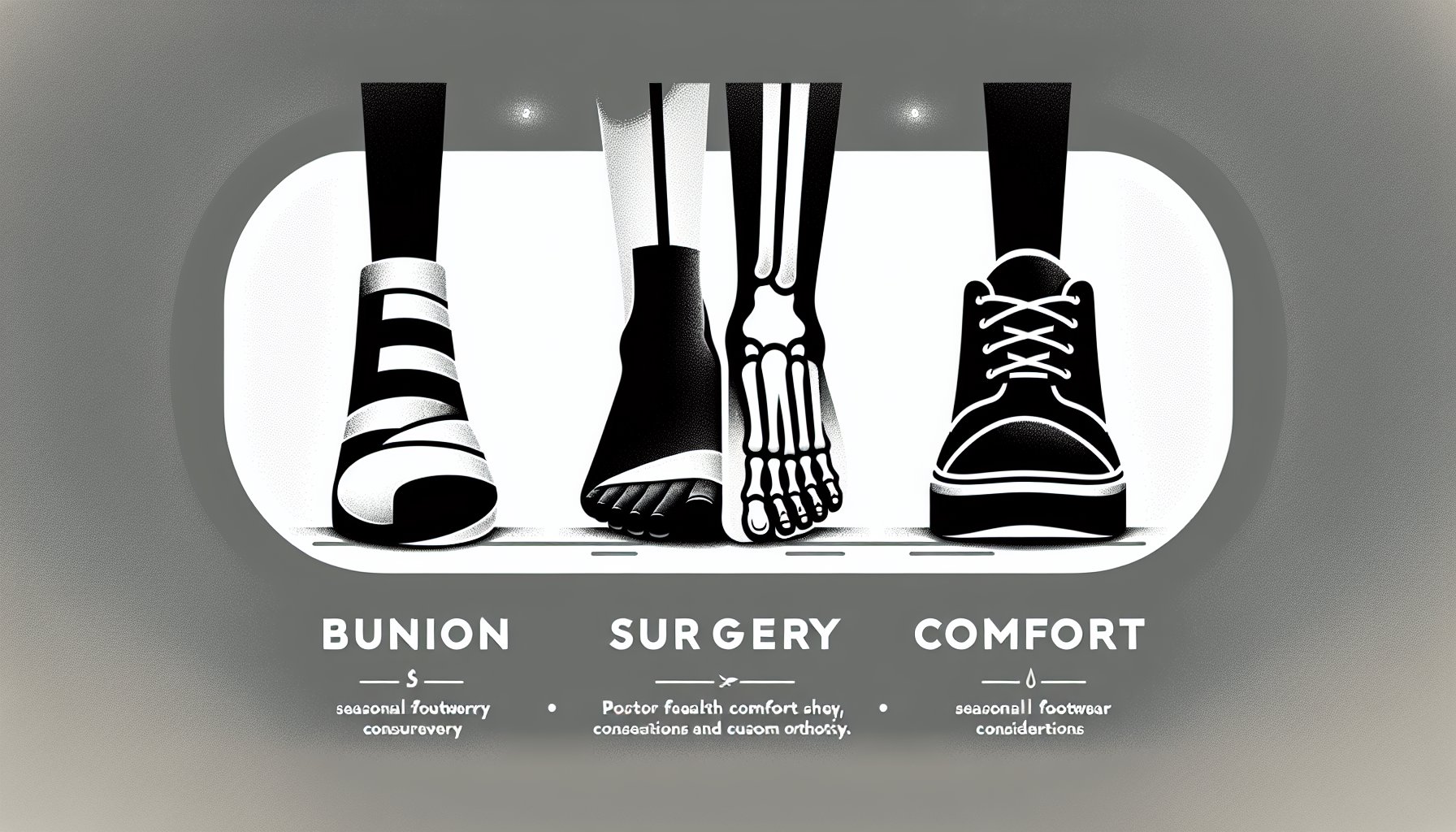 Guide to choosing bunion surgery footwear for comfort, custom orthotics, and seasonal considerations for foot health recovery.