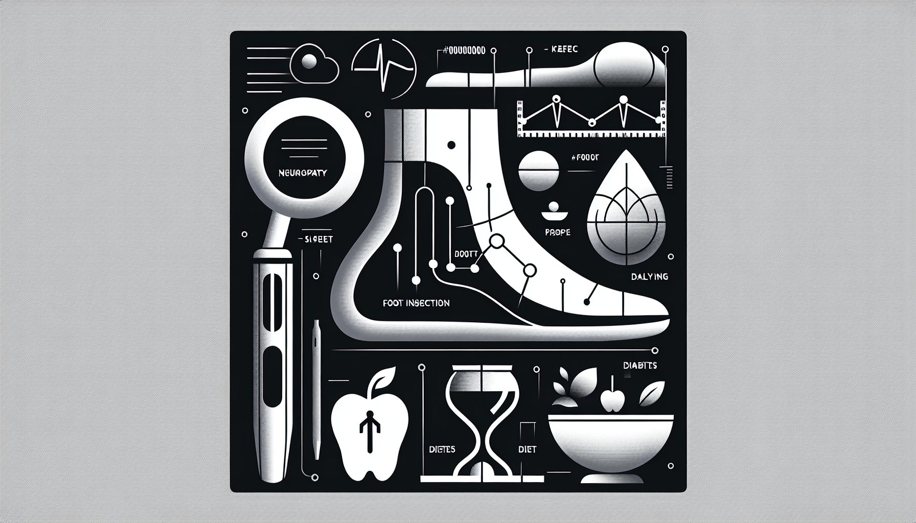 Essential foot care tips for diabetics, covering neuropathy management, proper footwear, daily inspections, and diet connections.