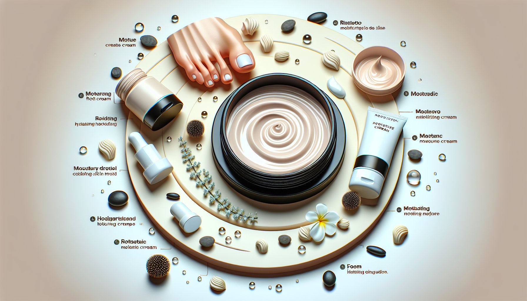 Step-by-step guide on choosing the right moisturizing cream for foot care based on skin type and hydrating ingredients.