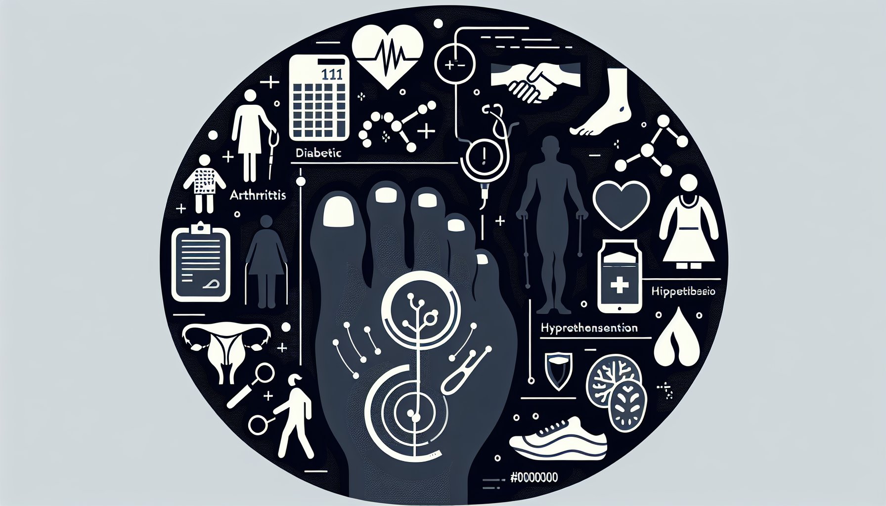 Top 5 chronic conditions highlighting comorbidities: diabetes, hypertension, arthritis, obesity, and diabetic foot care.