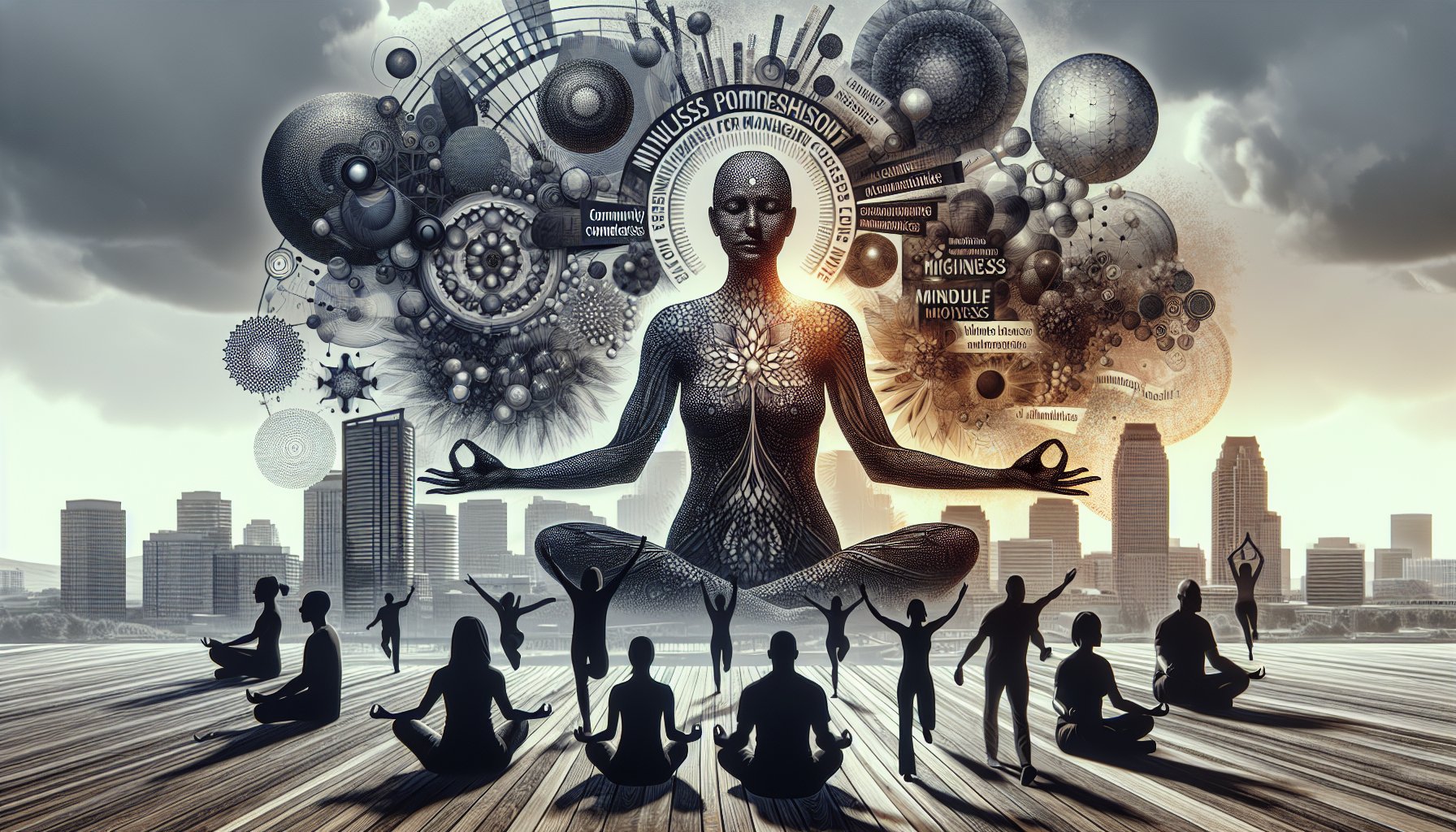 Mindfulness techniques and stress management practices for chronic conditions, emphasizing community support and mindful movement.