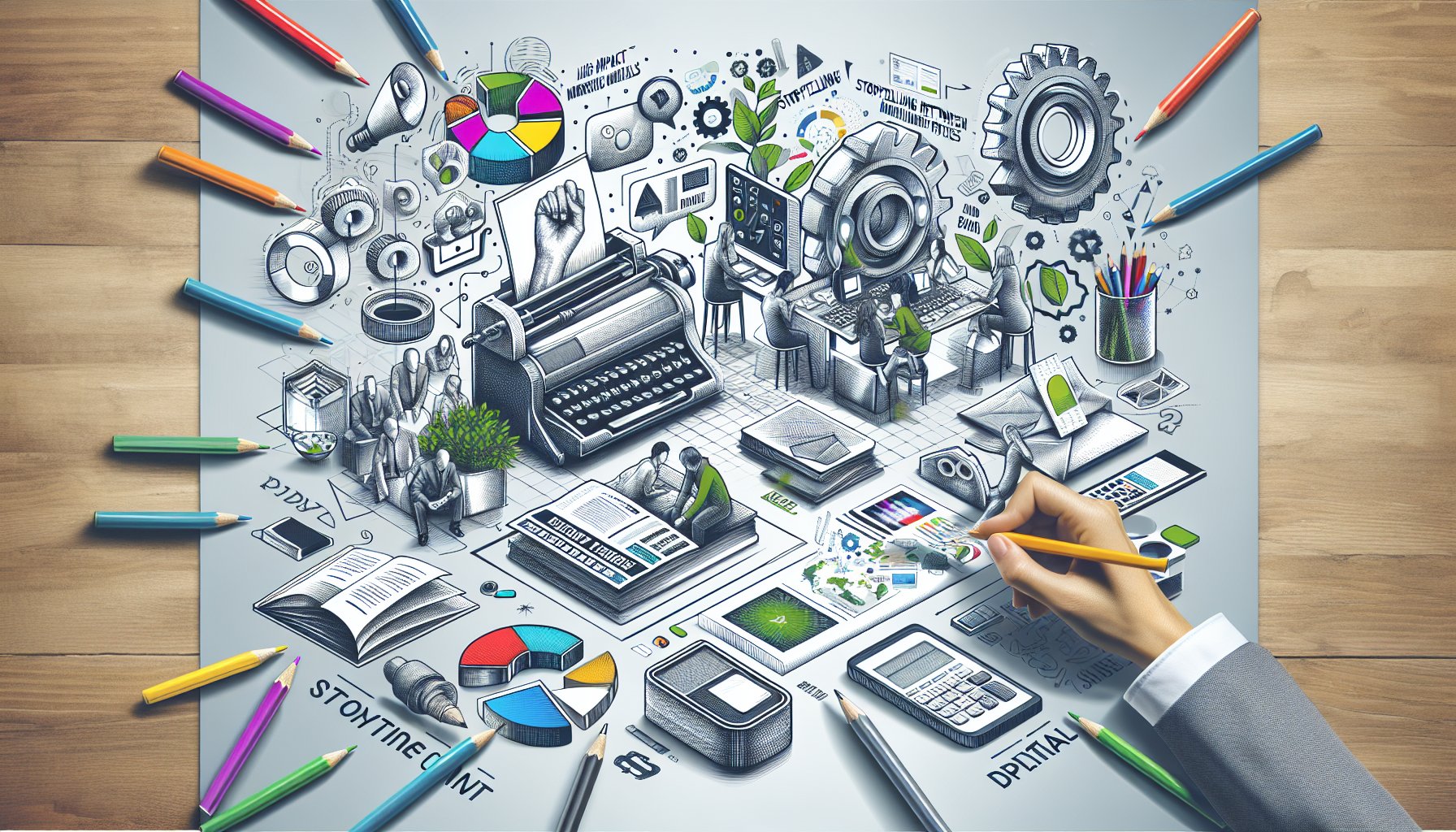 Guide to creating high-impact marketing materials using storytelling, color psychology, and sustainable practices for startups.