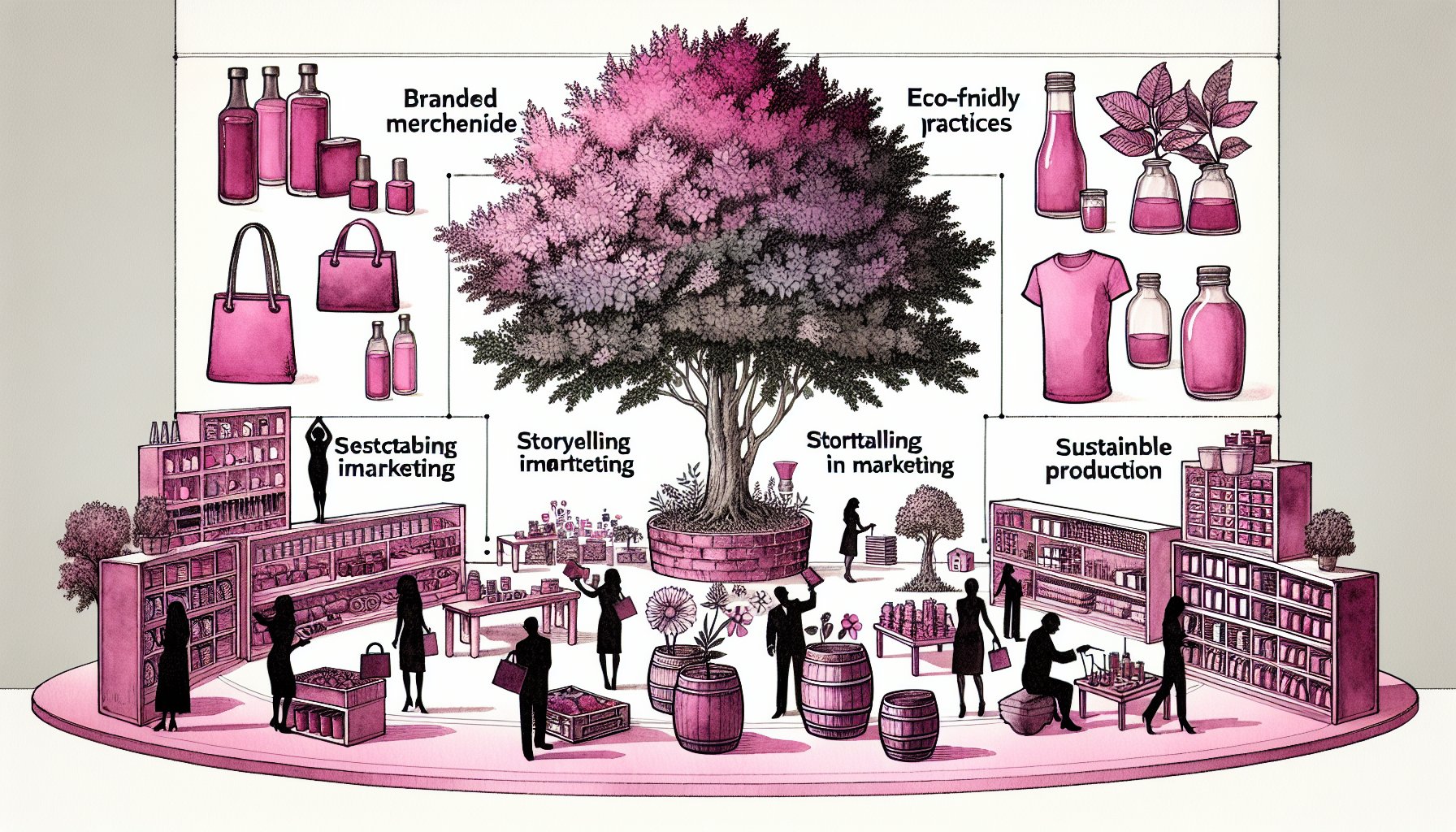 Branded merchandise showcasing eco-friendly practices that enhance consumer identity through storytelling and sustainable production.