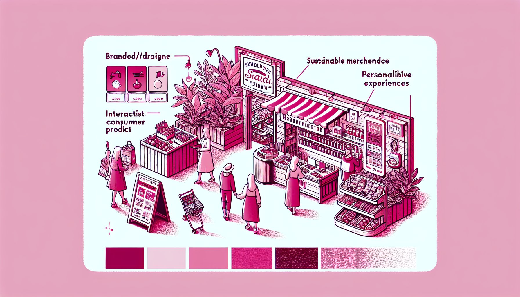 Eye-catching branded merchandise showcasing sustainable design, interactive experiences, and personalized products for enhanced consumer engagement.