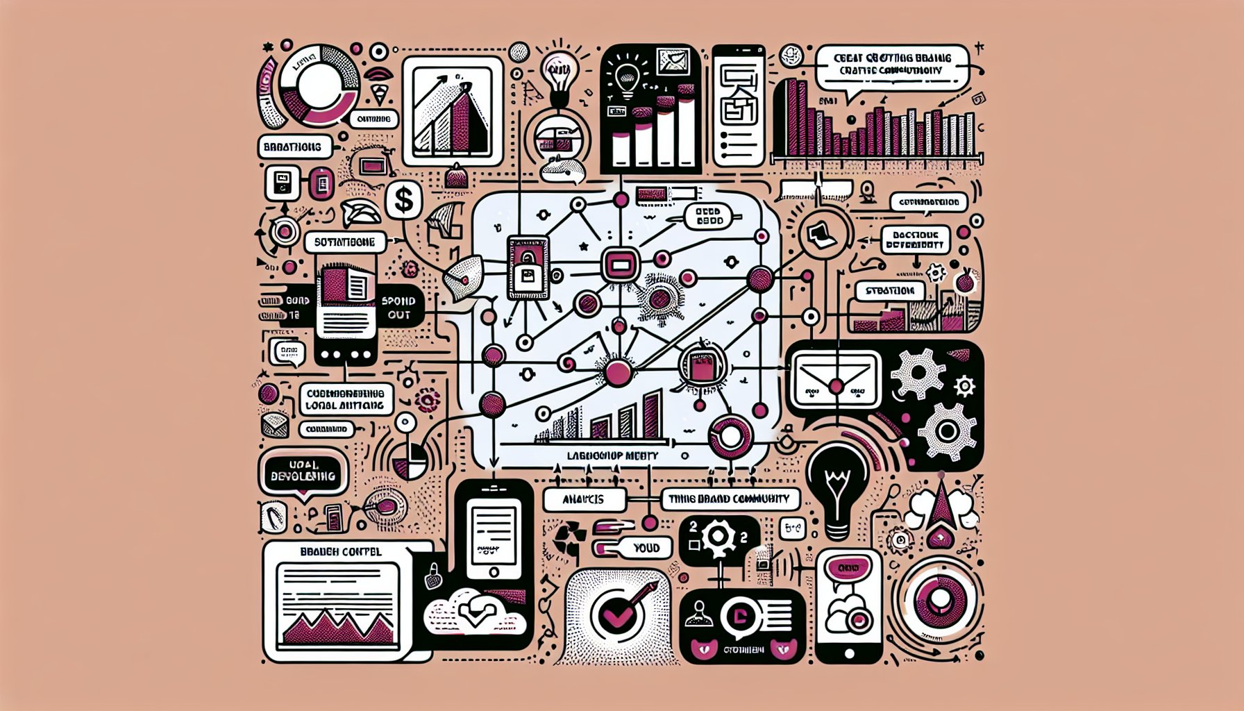 Guide on using social media for branding, featuring strategies for engaging content, community building, and analytics.
