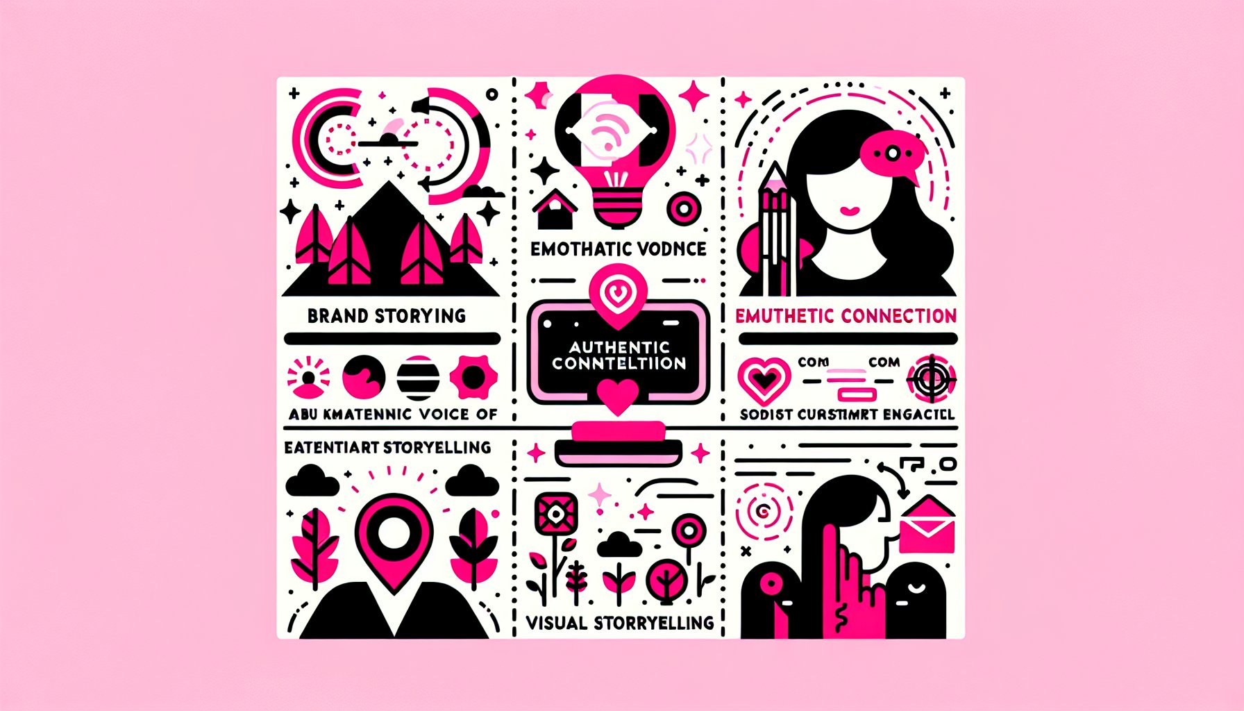 Brand storytelling guide highlighting emotional connection, authentic voice, and visual storytelling for enhanced customer engagement.