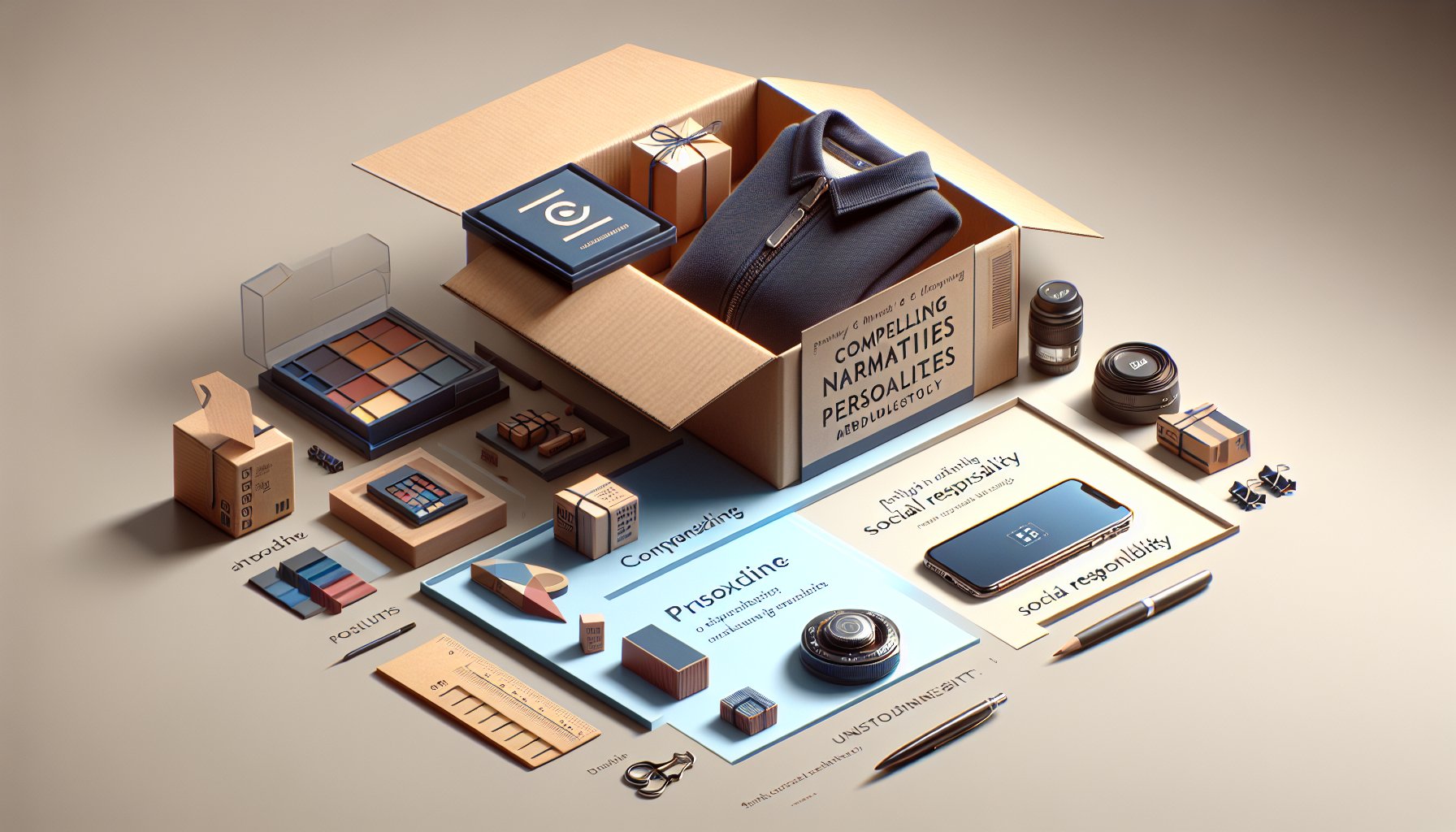 Branded merchandise featuring compelling narratives and personalized products enhances social responsibility and the unboxing experience.