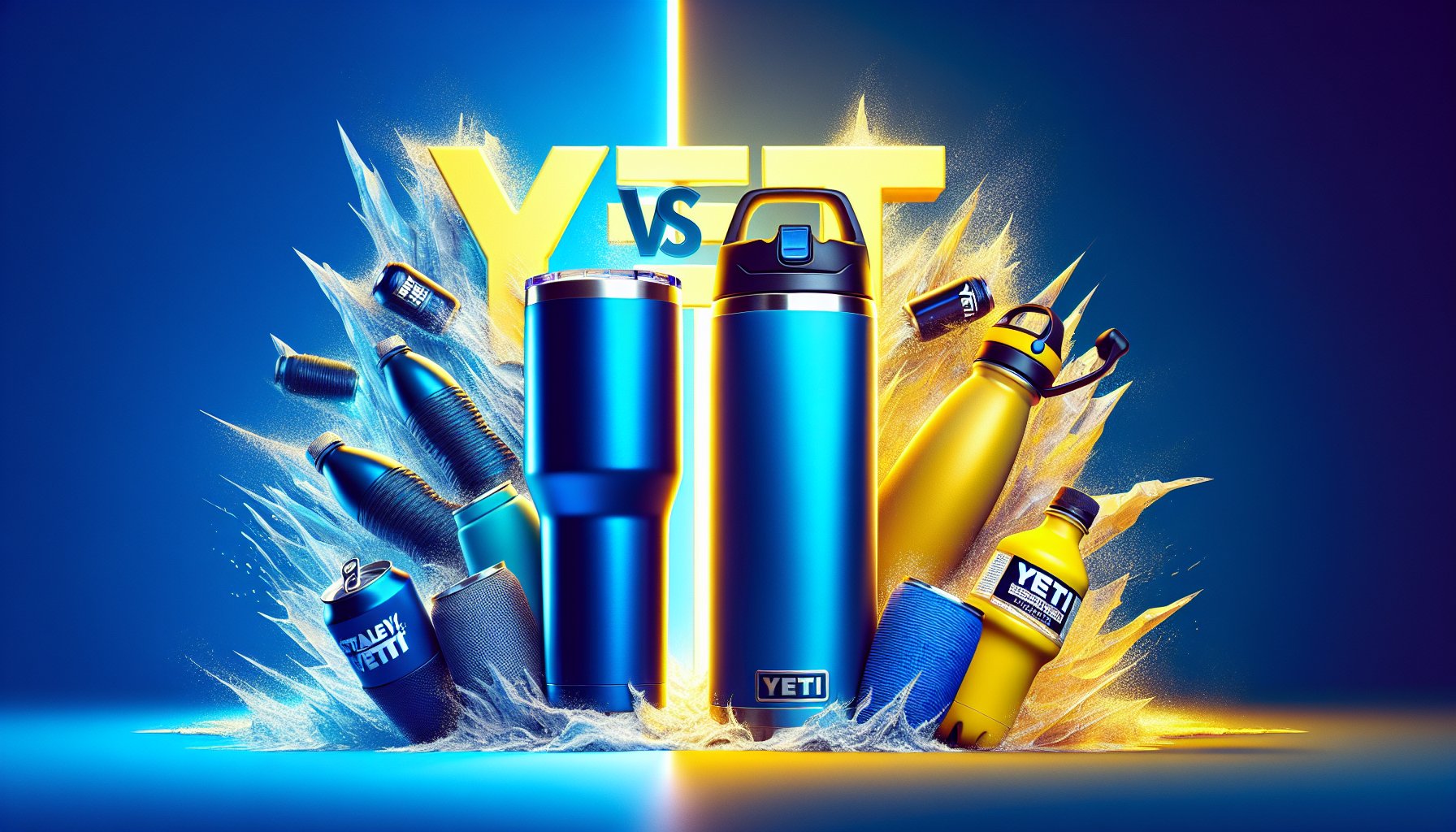 Comparison of insulated tumblers and reusable water bottles, featuring Stanley vs Yeti as eco-friendly hydration solutions.