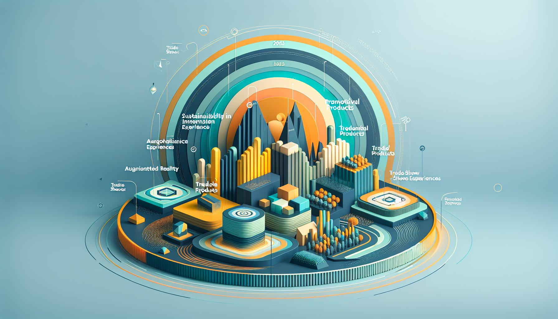 Promotional products for 2025 trade shows focusing on sustainability, augmented reality, and hybrid formats.