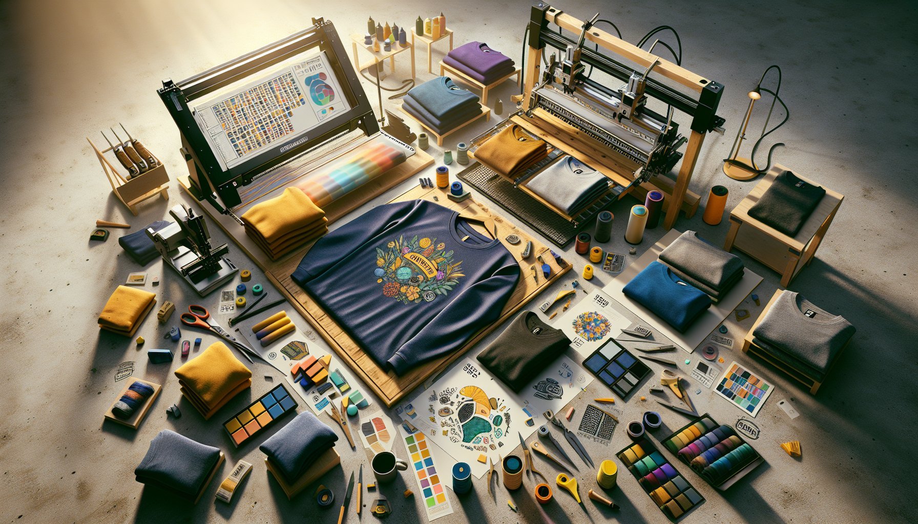 DTG vs. screen printing comparison for small businesses on custom apparel, highlighting design complexity and eco-friendly practices.