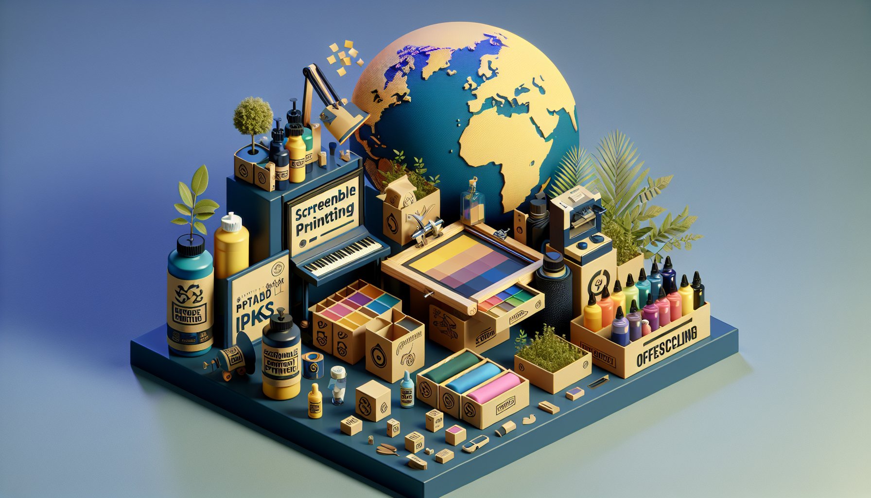 Eco-friendly screen printing techniques using plant-based inks and upcycling to reduce carbon footprints in sustainable design.