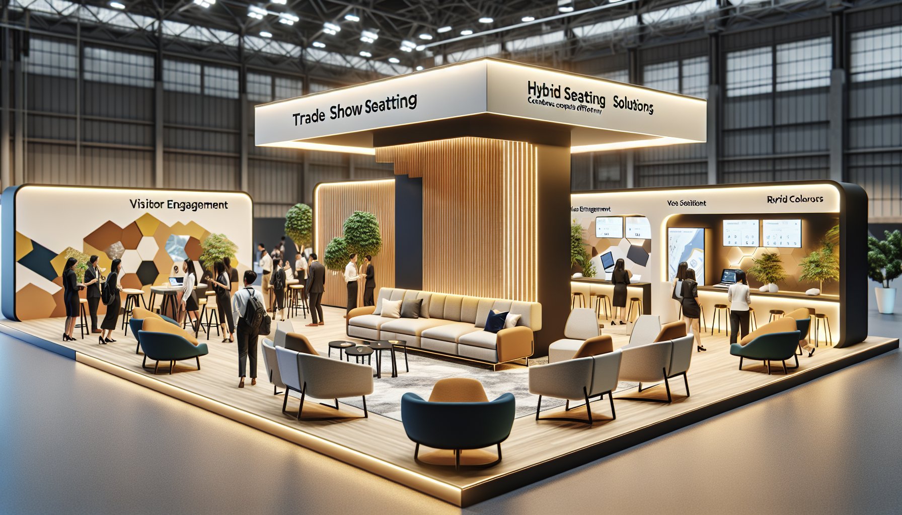Trade show booth seating comparison highlighting comfort vs. efficiency for enhanced visitor engagement and space maximization.
