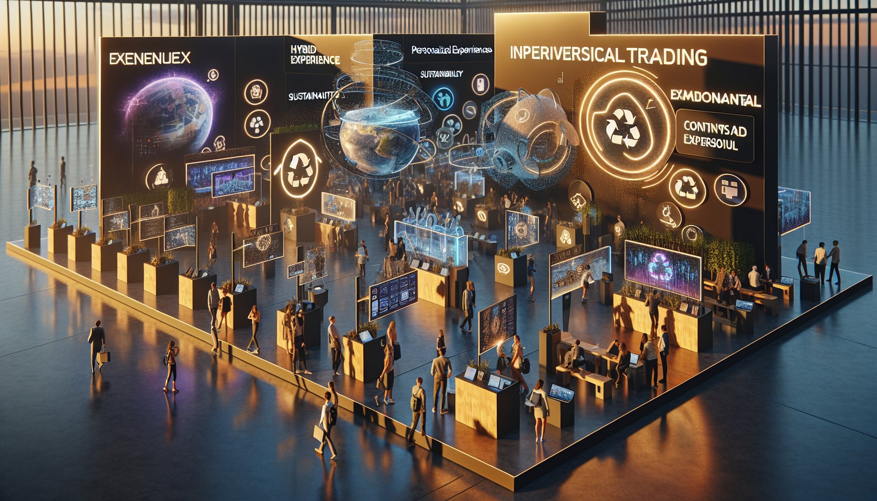 Emerging trade show trends for 2025: hybrid formats, personalized experiences, sustainability, and augmented reality innovations.