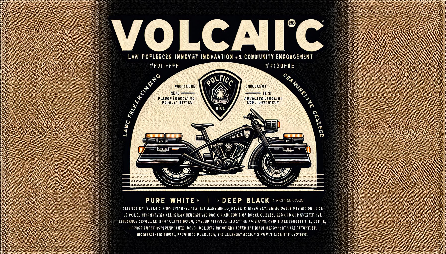Volcanic Bikes' APB features LED lighting and innovative tech to enhance safety for law enforcement and community engagement.