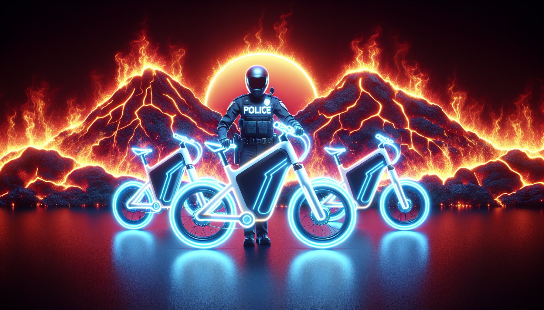 Electric patrol bikes by Volcanic Bikes feature smart tech for sustainable policing and enhanced community engagement.